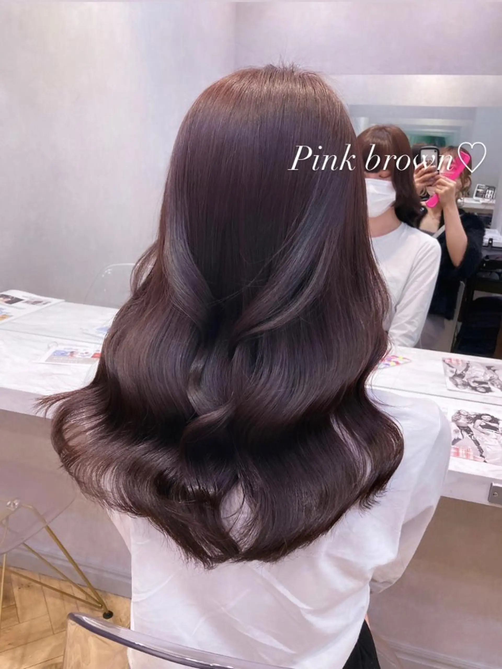 セミロング カラー ブラウンカラー ピンクカラー ピンクブラウン カット ヘアカラー トリートメント 🩷韓国ヘア/ヨシン モリ🩷Maikaのヘアスタイル