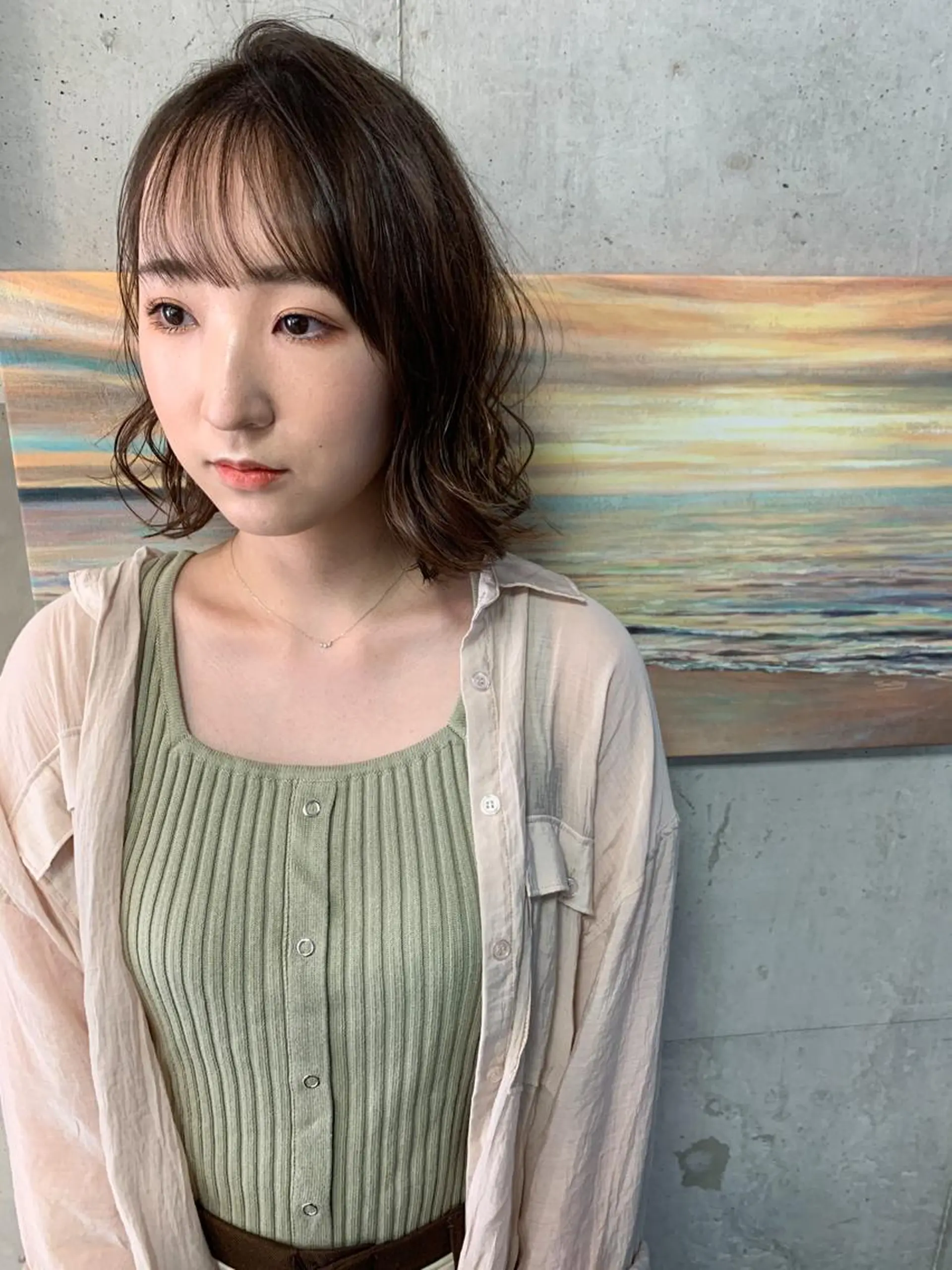 ミディアム カラー 外ハネヘア トリートメント カット ヘアカラー トリートメント Beach 代表 KENTAのヘアスタイル