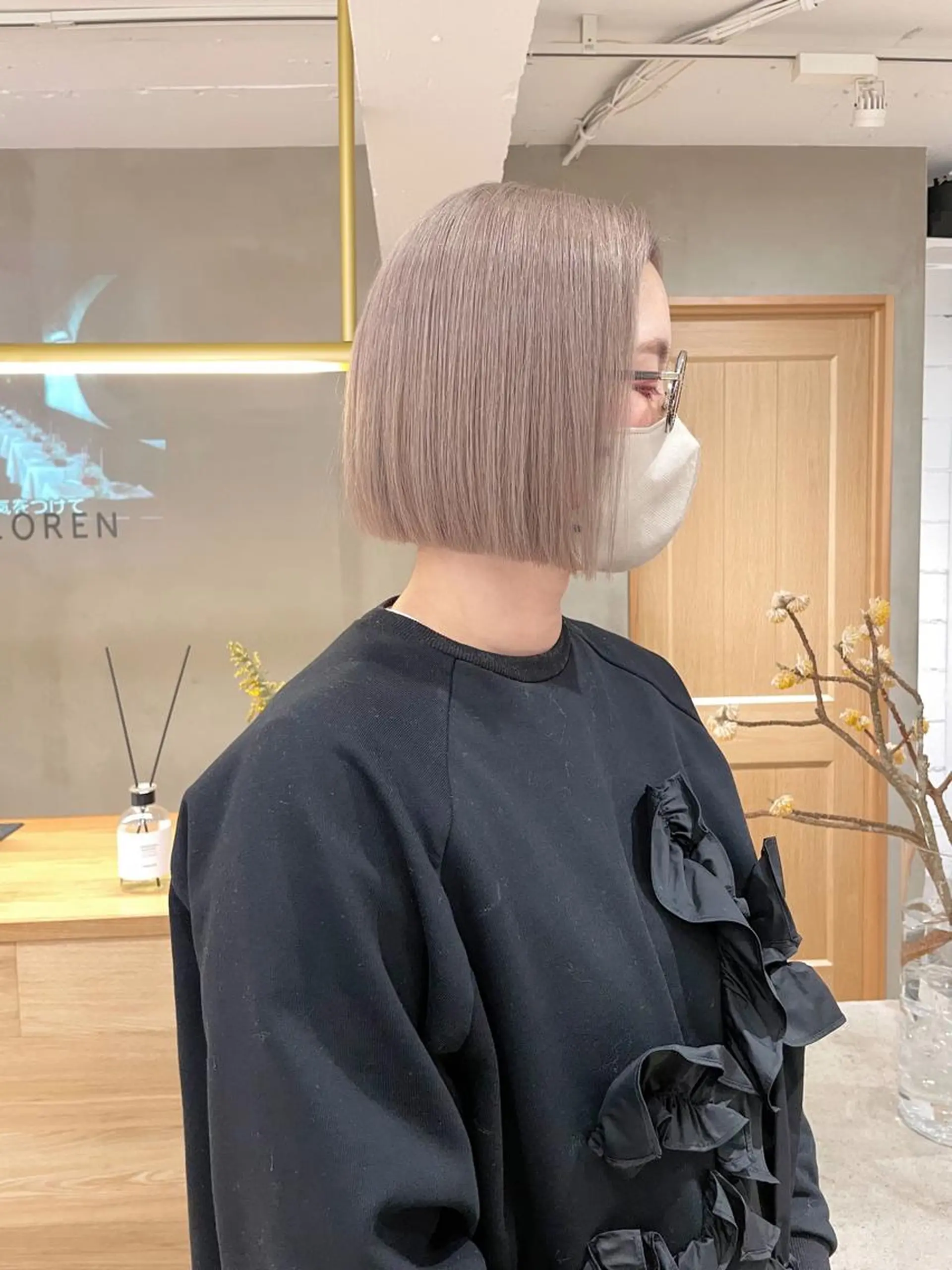 ミディアム カラー ブリーチ ケアブリーチ ダブルカラー イヤリングカラー ハイライトカラー ヘアカラー トリートメント ボブ/レイヤー 🌟梅田盛一🌟のヘアスタイル