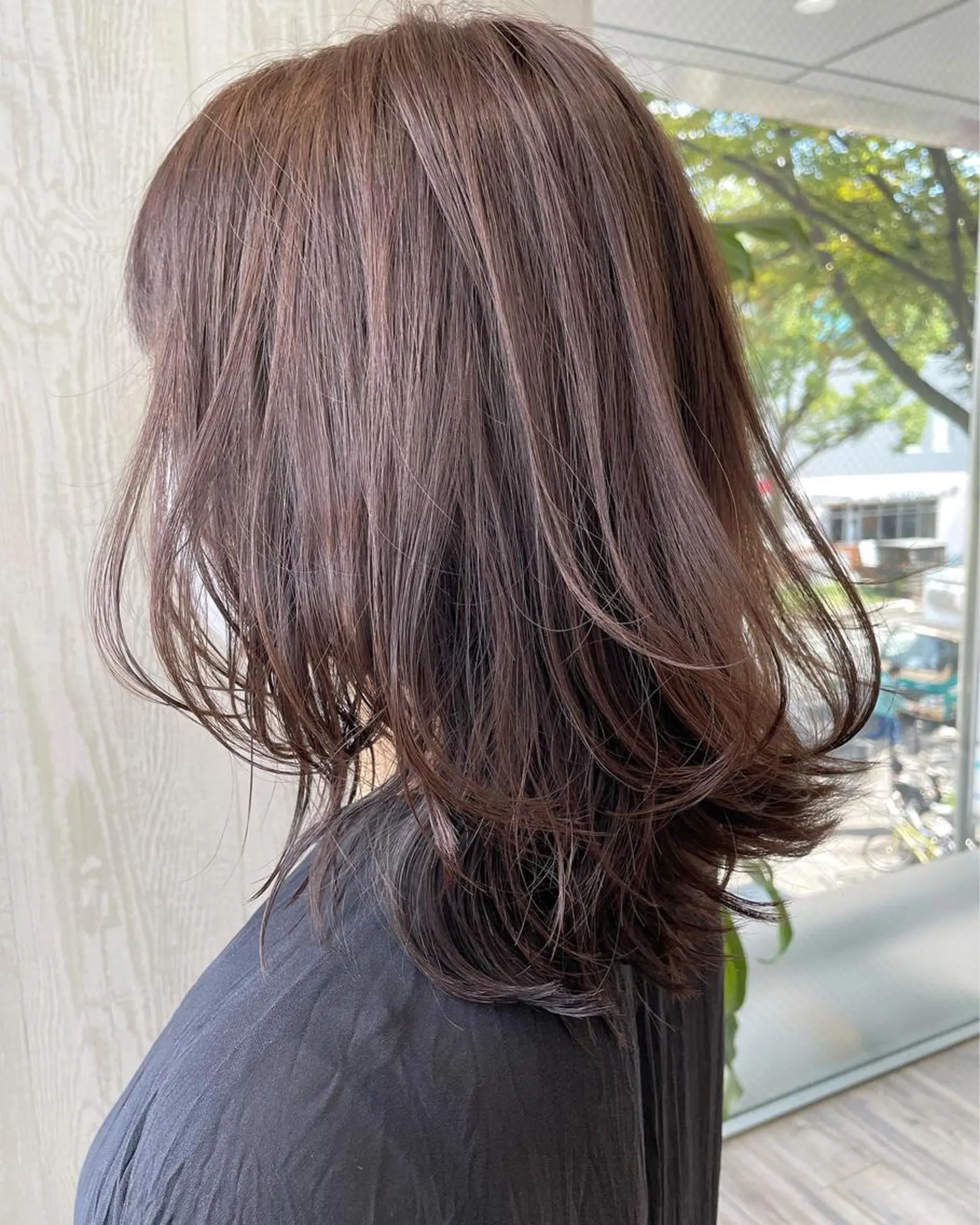 ミディアム カラー アッシュ ケアカラー 透明感カラー グレージュ ラベンダーカラー ヘアカラー トリートメント 河合秀明/ショート /ボブ/レイヤーのヘアスタイル