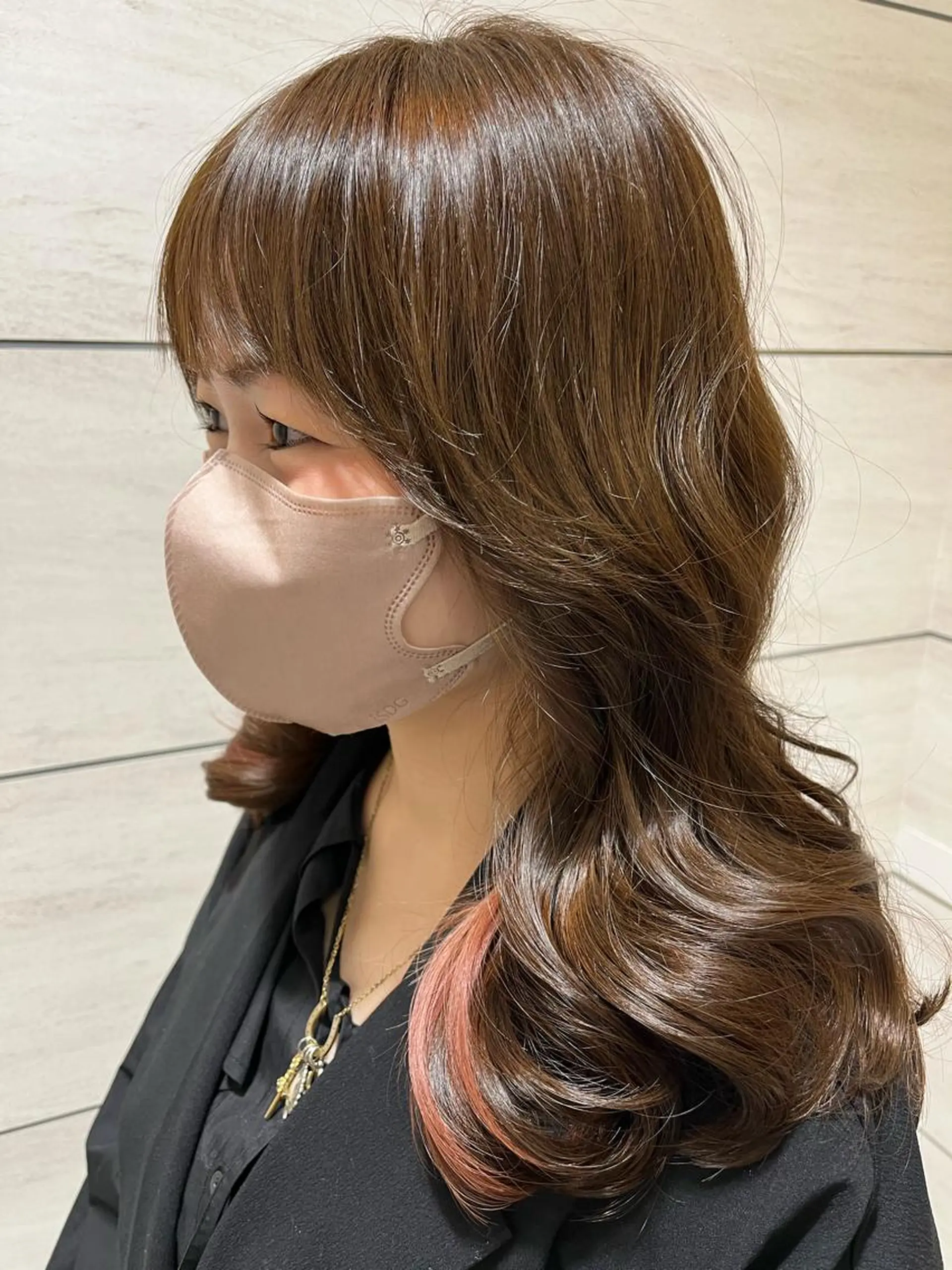 セミロング カラー オレンジ noll【今池駅前】 池田碧花のヘアスタイル