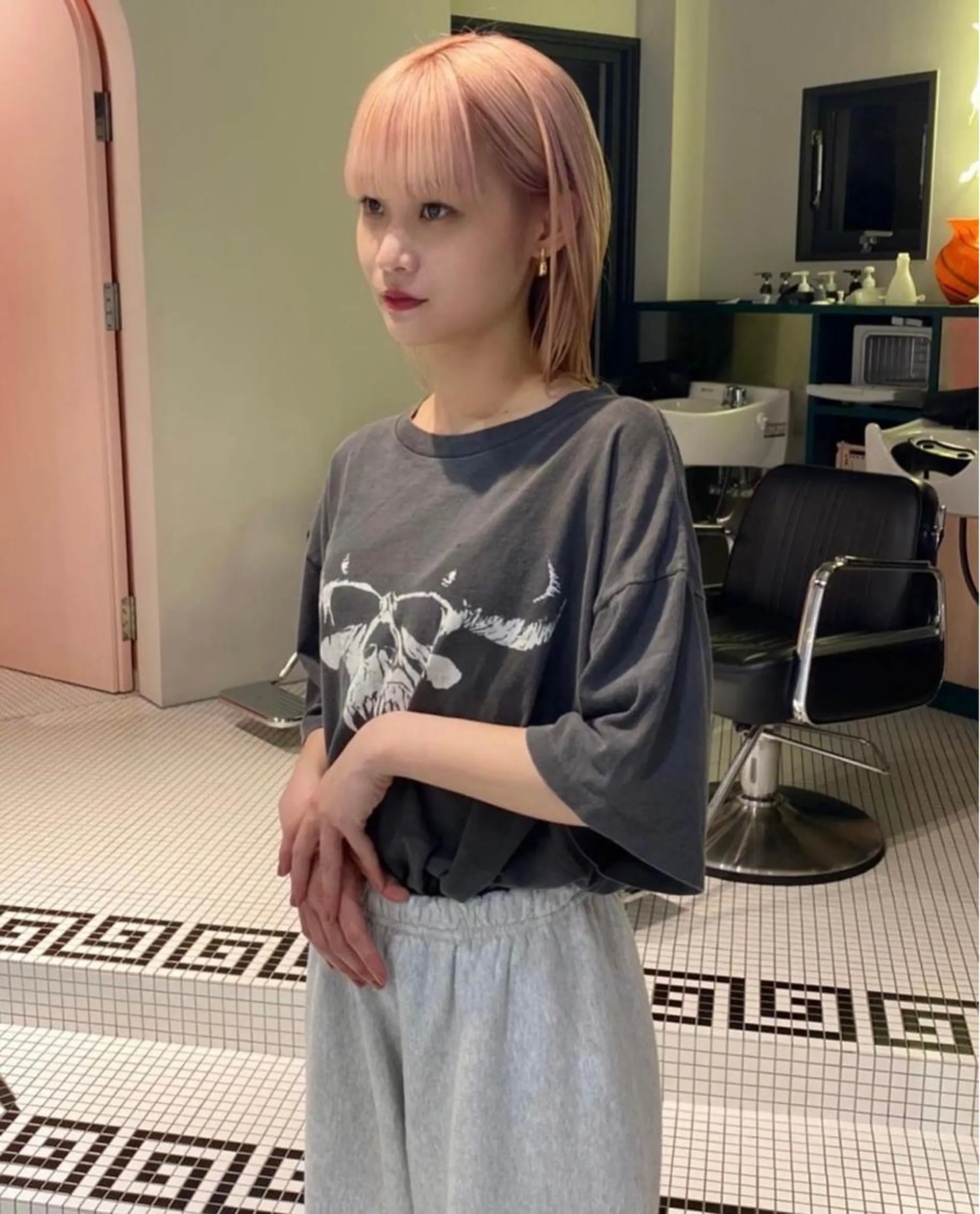 ミディアム カラー ピンクカラー ホワイトピンク 丹治 一輝ボブ/ショートのヘアスタイル