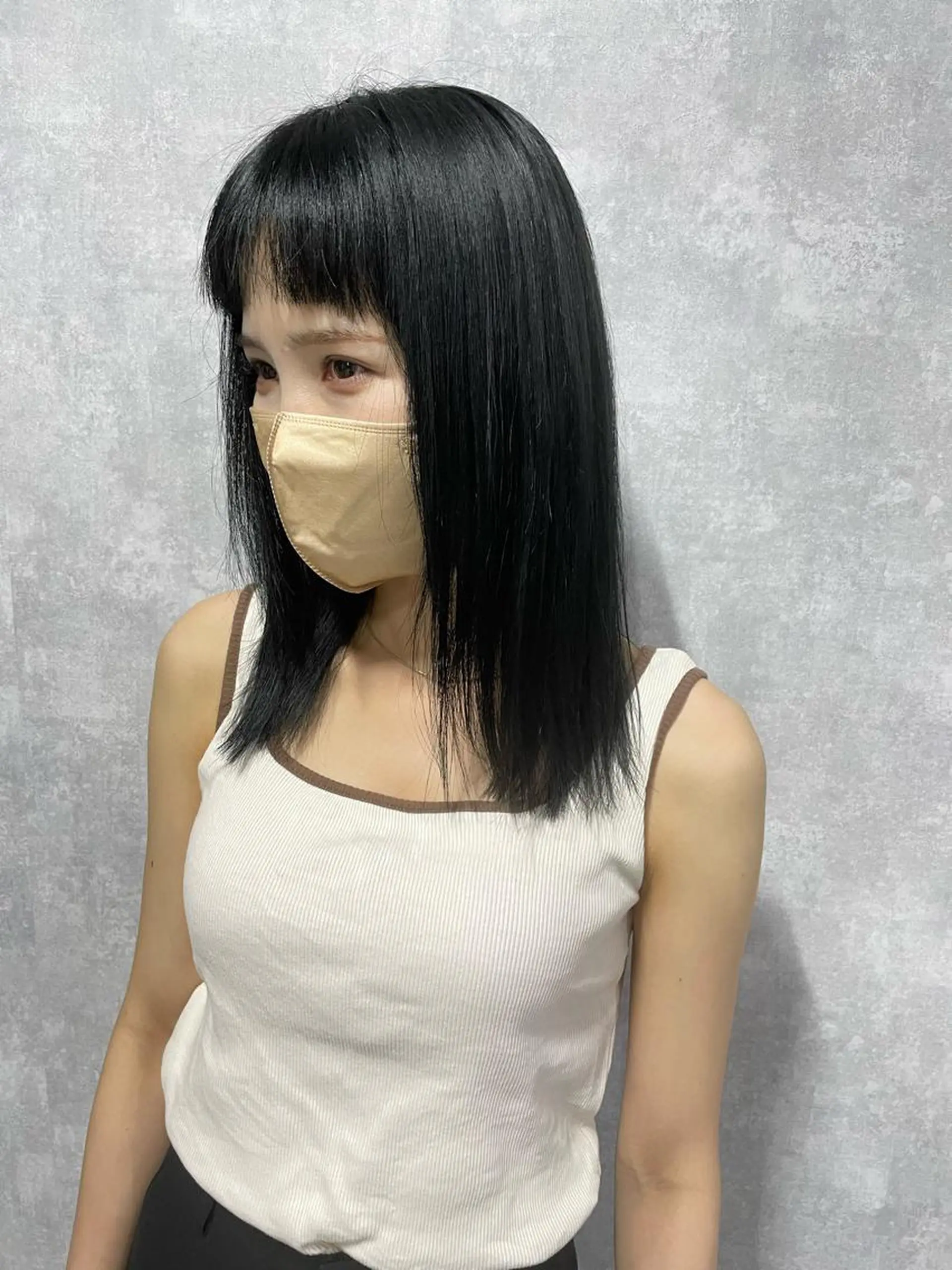 ミディアム 切りっぱなしボブ ショートボブ ミディアムパーマ アッシュ ミストバング C’LD hair produce /シールドヘア所属・モテ髪/ボブ/ショー ト/アダチフウトのヘアスタイル