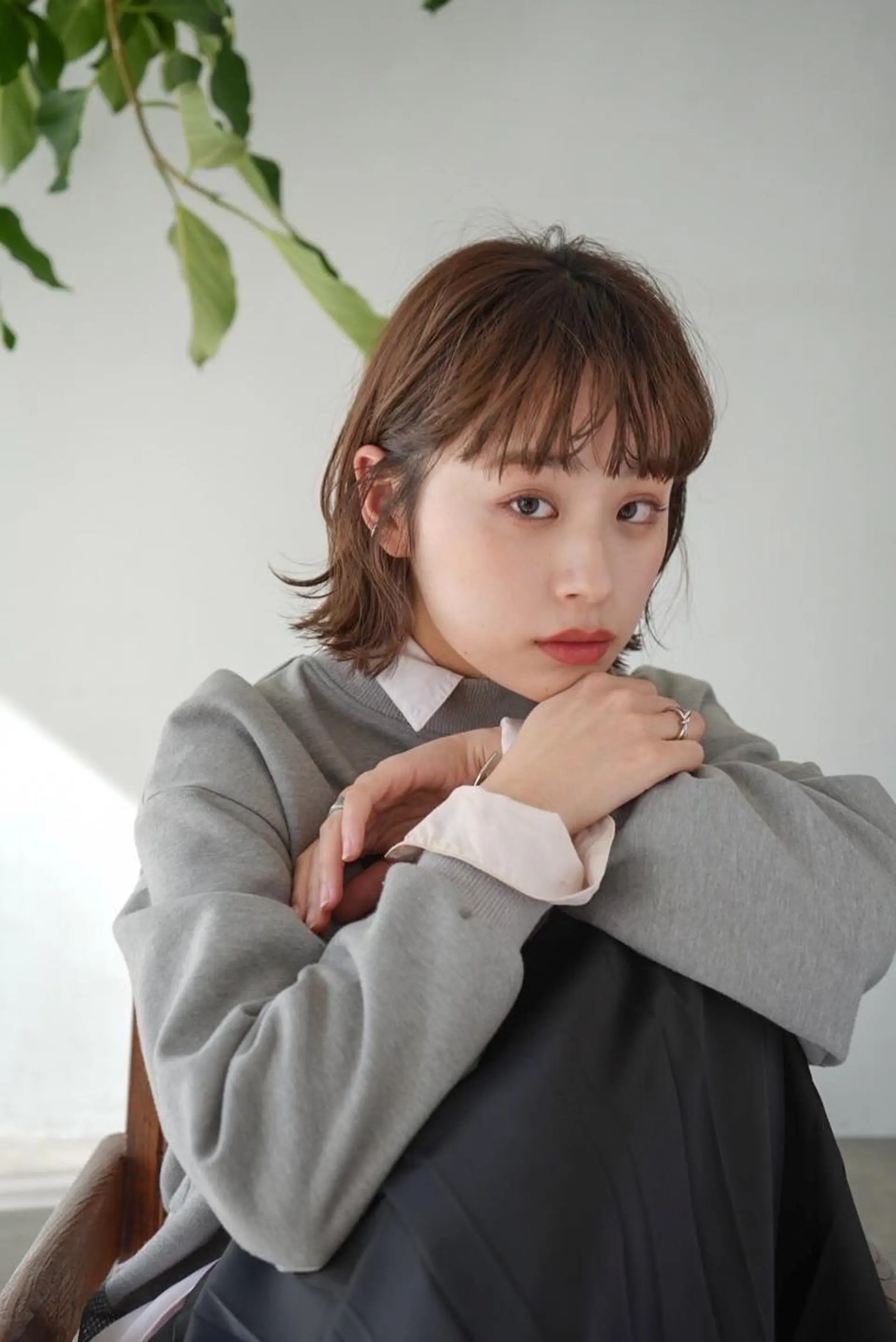 ミディアム カラー パーマ ヘアアレンジ カット ヘアカラー トリートメント ベージュ/ダブルカラ ー/新潟駅/青柳萌果のヘアスタイル