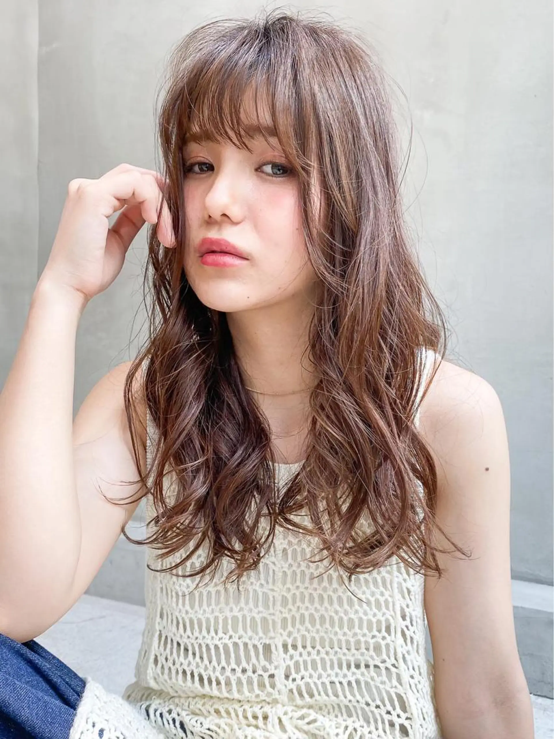 ロング カラー カット トリートメント 透明感/オリーブ/ グレージュ/YUKAのヘアスタイル