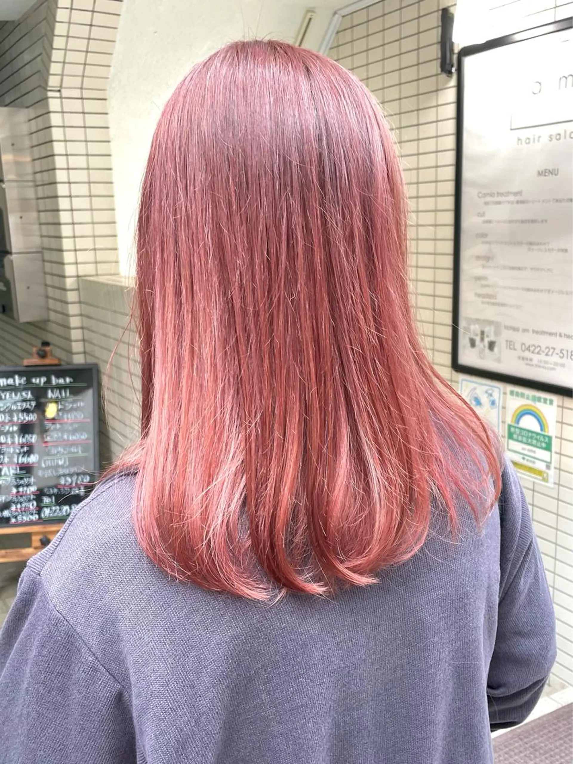 ミディアム カラー 切りっぱなしボブ ミディアムパーマ ベージュカラー ブリーチ 透明感カラー 銀座No.1髪質改善 縮毛矯正/本木のヘアスタイル