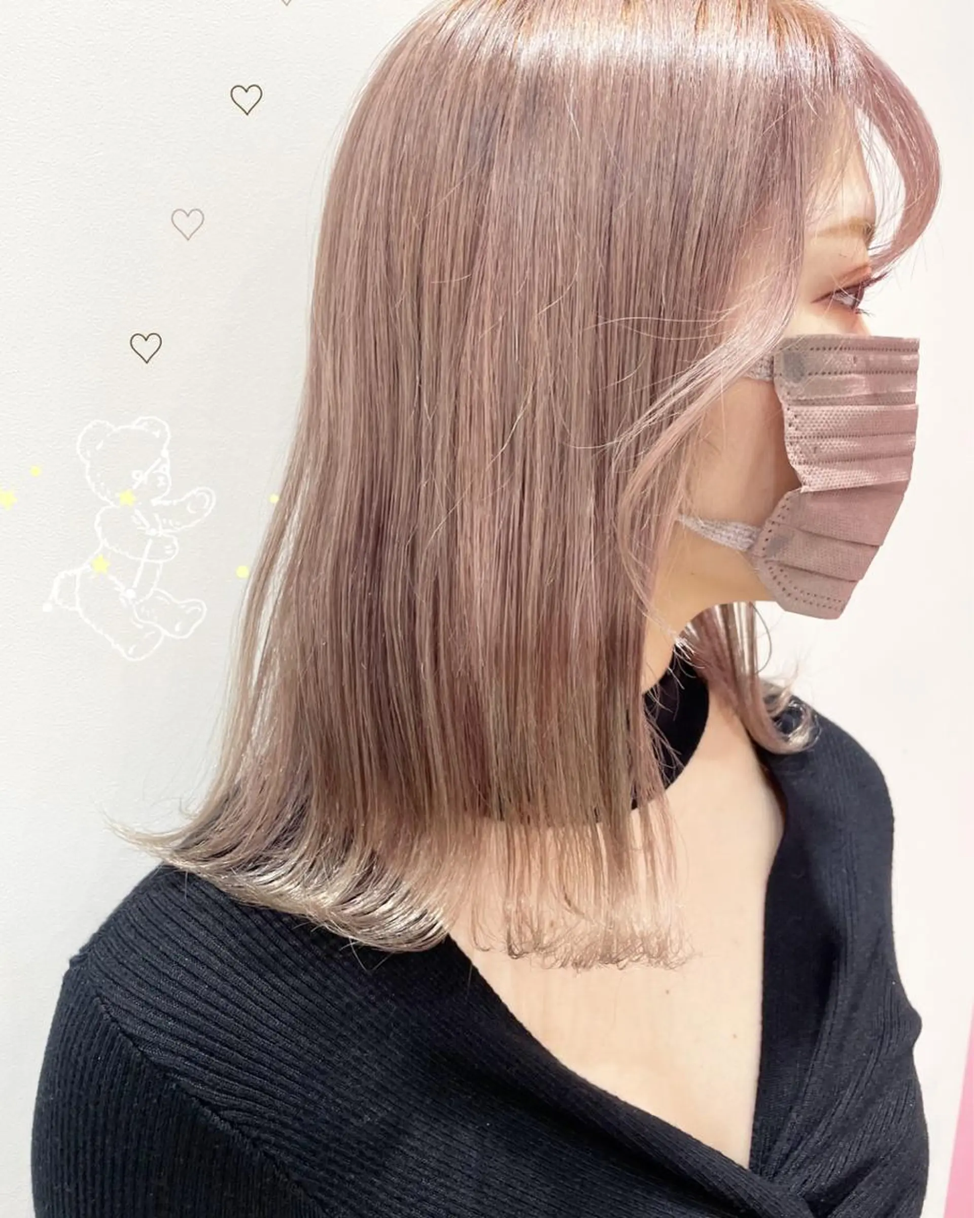 ミディアム カラー ベージュカラー ハイトーンカラー ラベンダーカラー ラベンダーベージュ ヘアカラー 新宿駅近♡個室 ♡関口三都季🌜のヘアスタイル