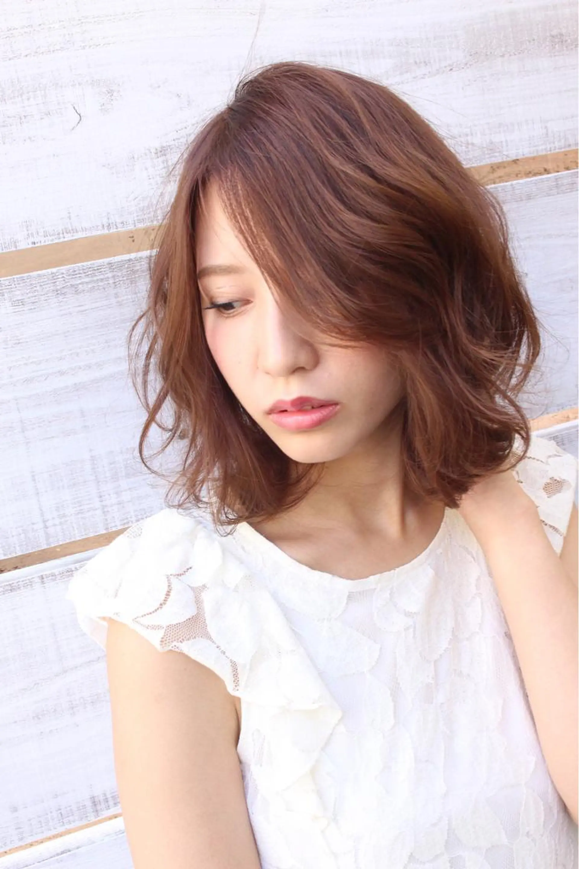 ミディアム カラー パーマ ヘアアレンジ リルウヘアー 天王寺のヘアスタイル