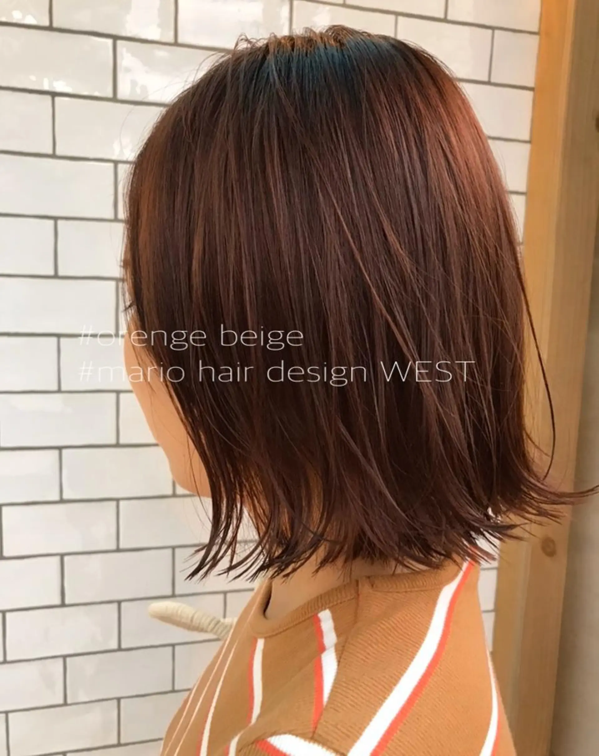 ショート カラー 切りっぱなしボブ ベージュカラー ブリーチ ブリーチなしカラー オレンジ 竹嶌 健吾のヘアスタイル