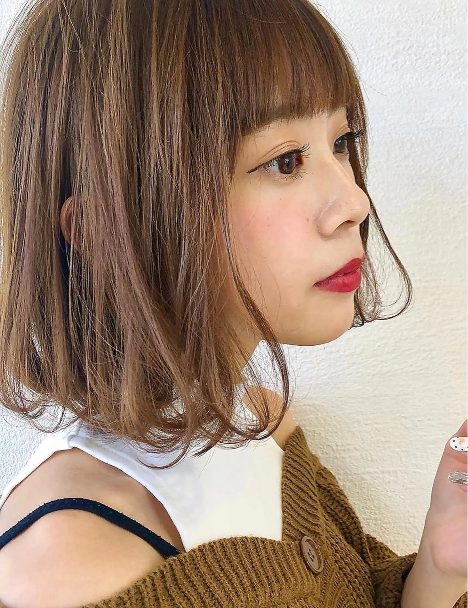 ミディアム ボブ カット ヘアカラー トリートメント 代表山口ひな 髪質改善のプロのヘアスタイル