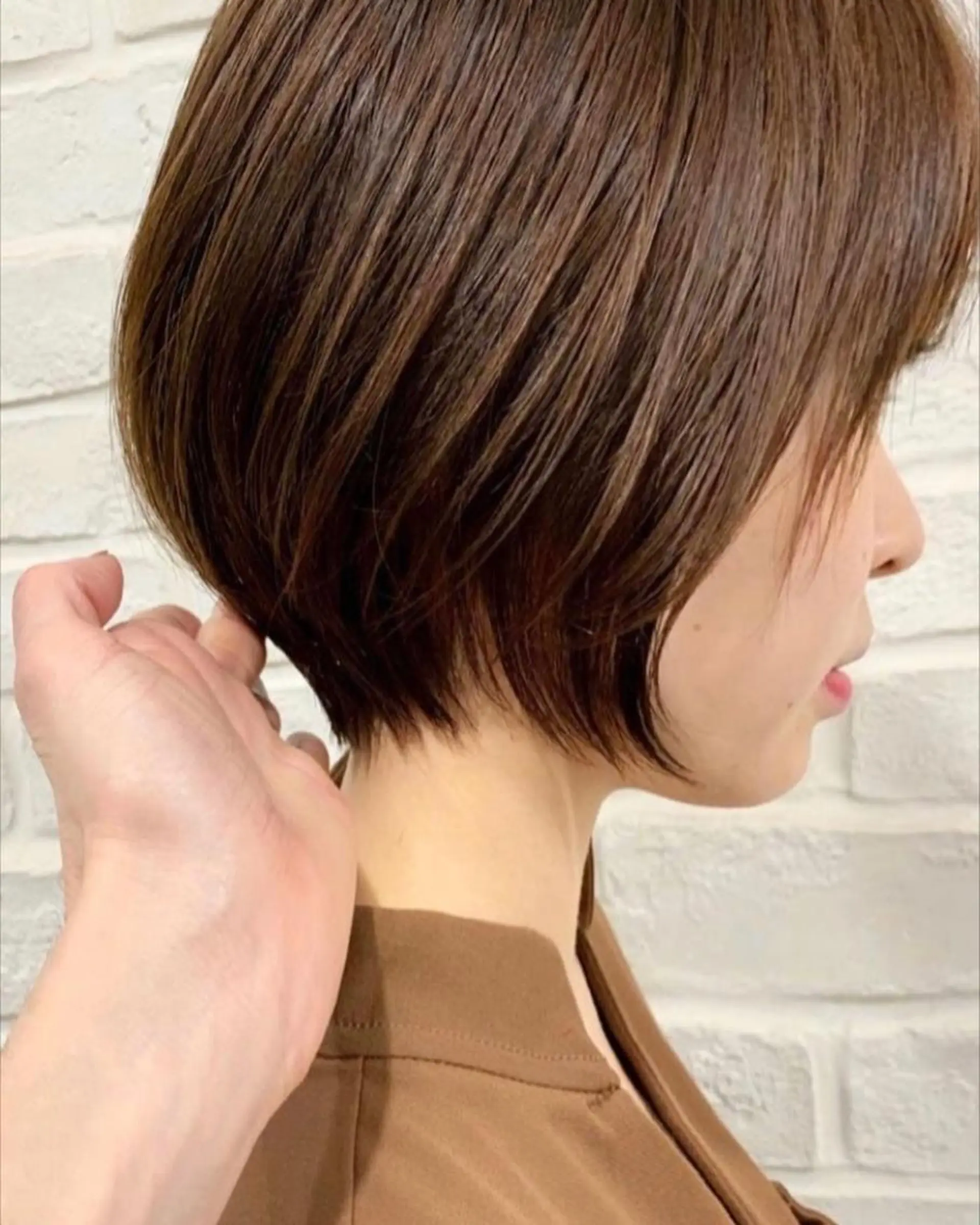 ショート カラー パーマ 似合わせカット ストレートパーマ ナカ ヒサシのヘアスタイル