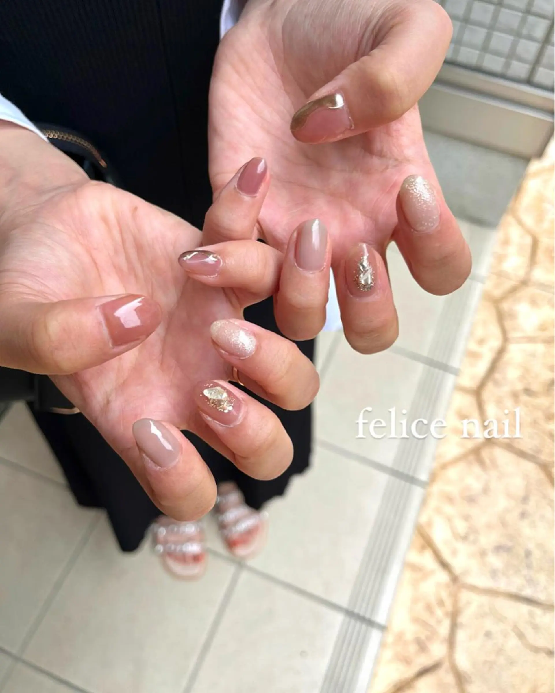 ネイル ミラーネイル ニュアンスネイル felice nailのネイルデザイン
