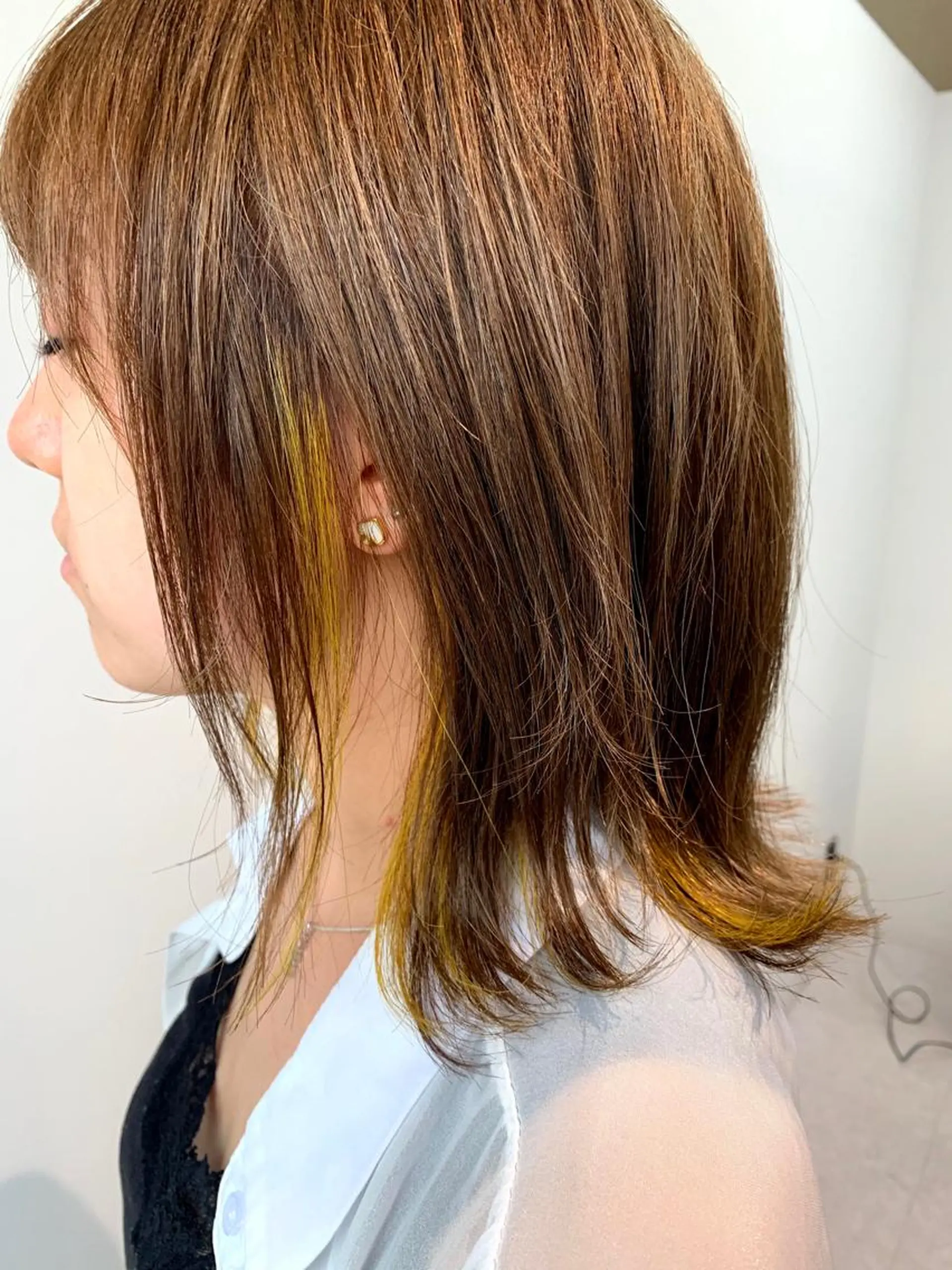 ミディアム カラー メンズ ネイル メンズインナーカラー インナーカラー ボブ、縮毛矯正👑 心斎橋/高城涼也のヘアスタイル