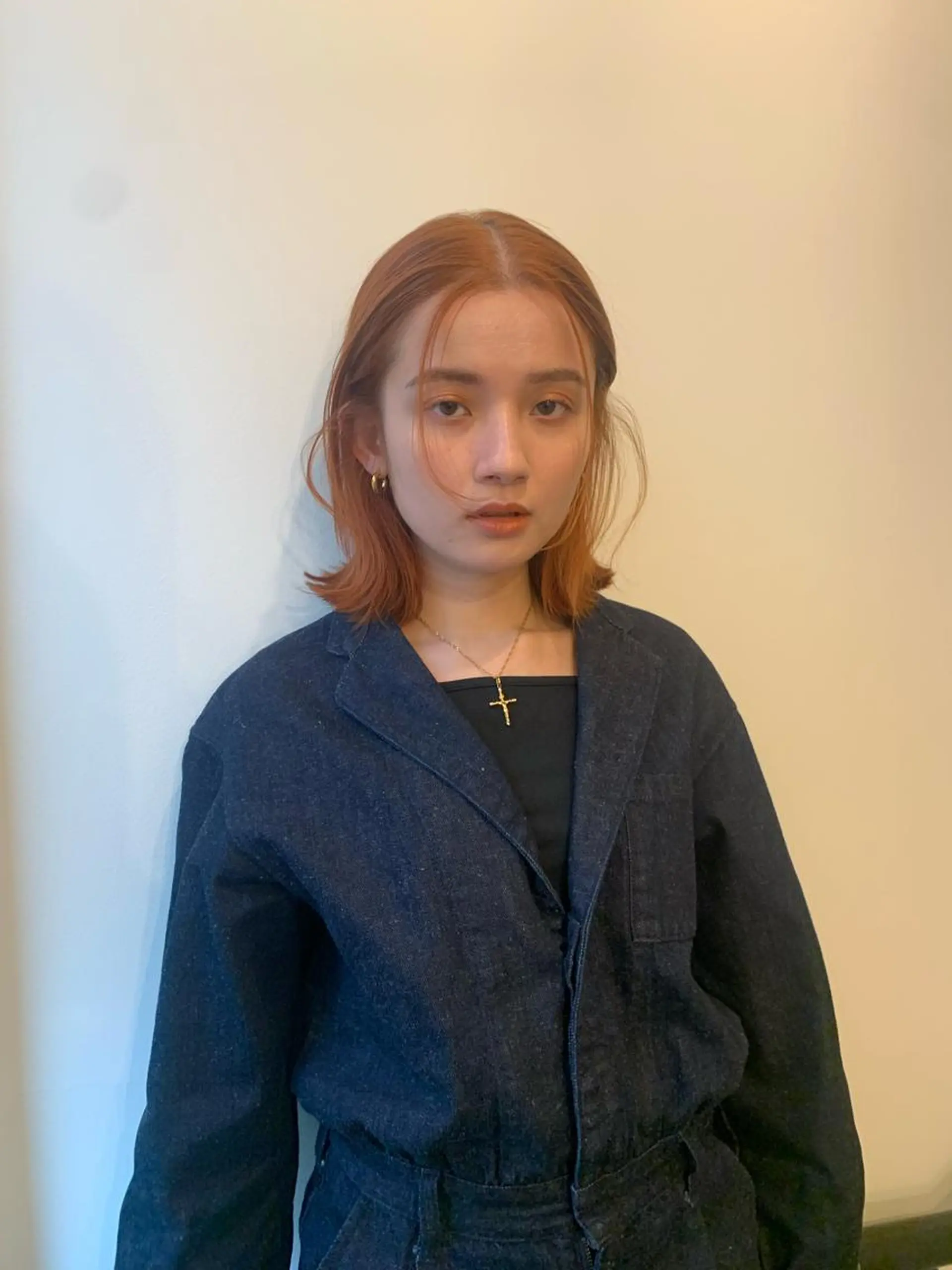 ミディアム カラー メンズ オレンジ ヘアカラー 落合希 Olivebeigeのヘアスタイル