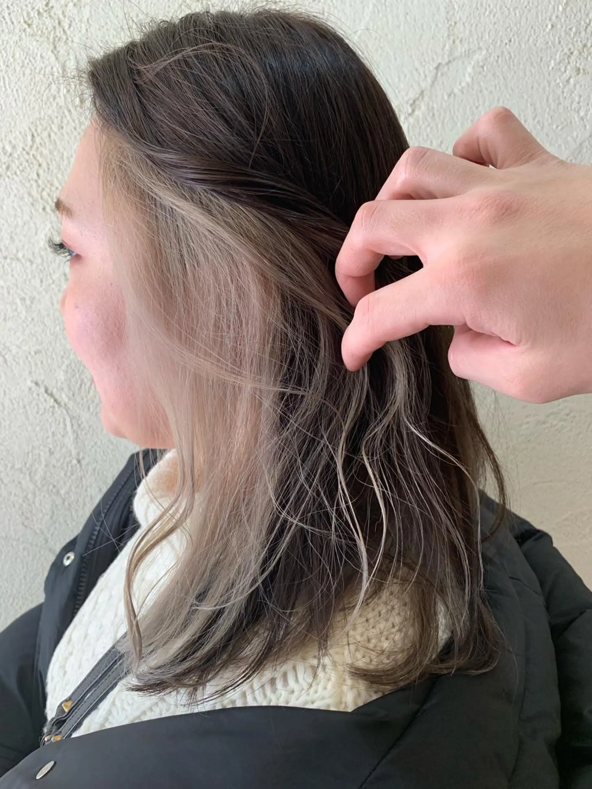 ミディアム カラー アディクシーカラー アッシュ バレイヤージュ ミストバング ベージュカラー ヘアカラー トリートメント ヘアセット 髪質改善色素改善特化 keiのヘアスタイル