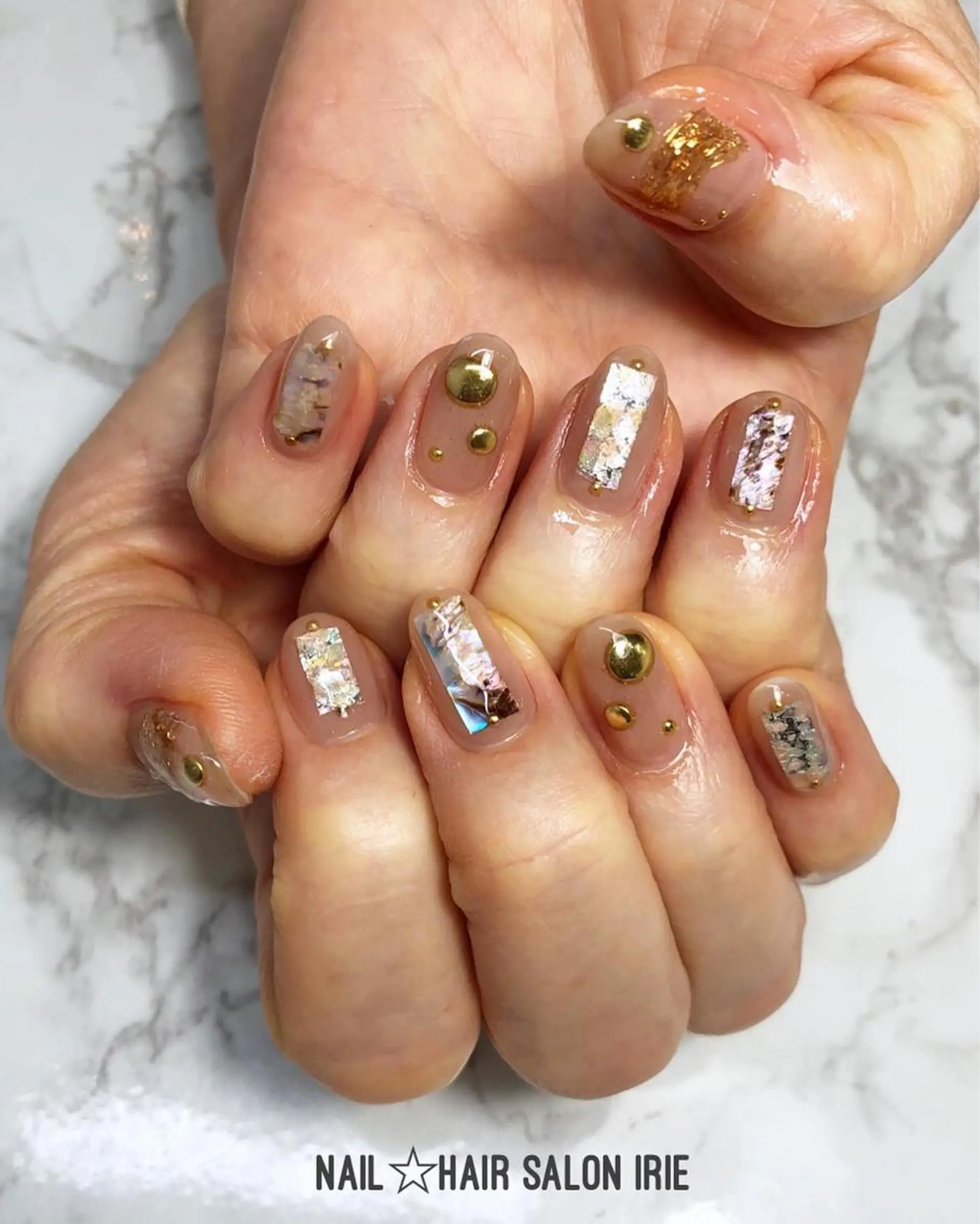 ネイル アートネイル クリアネイル ワンカラーネイル 與儀 知佳のネイルデザイン