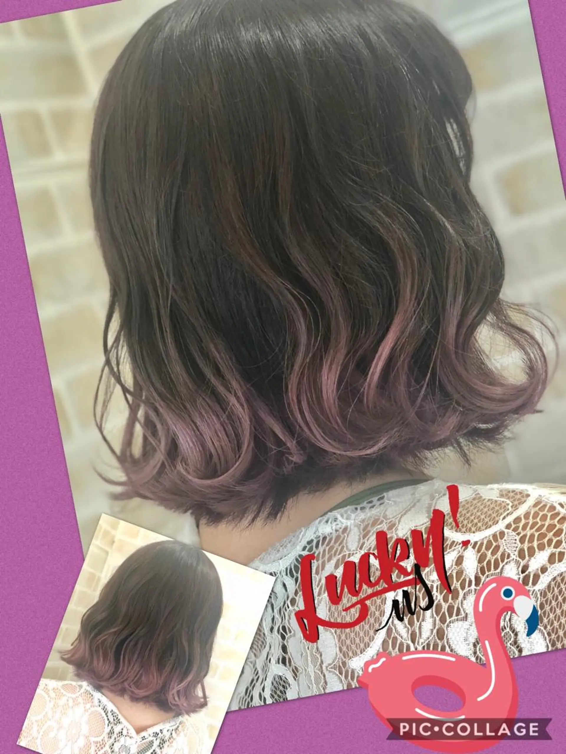 ショート カラー グラデーションカラー イルミナカラー パープルカラー ヘアカラー トリートメント ヘアセット 永島 桜のヘアスタイル