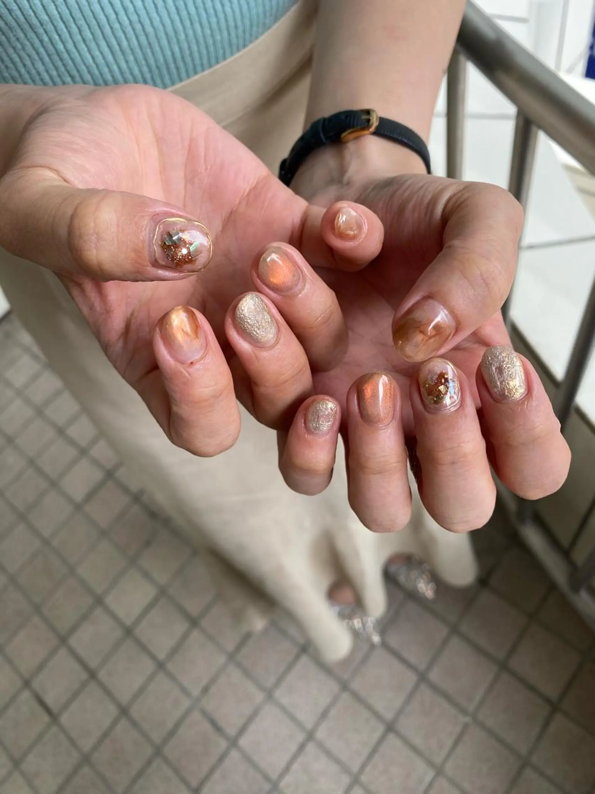 ネイル オレンジ nable.所属・栗林 実莉のネイルデザイン