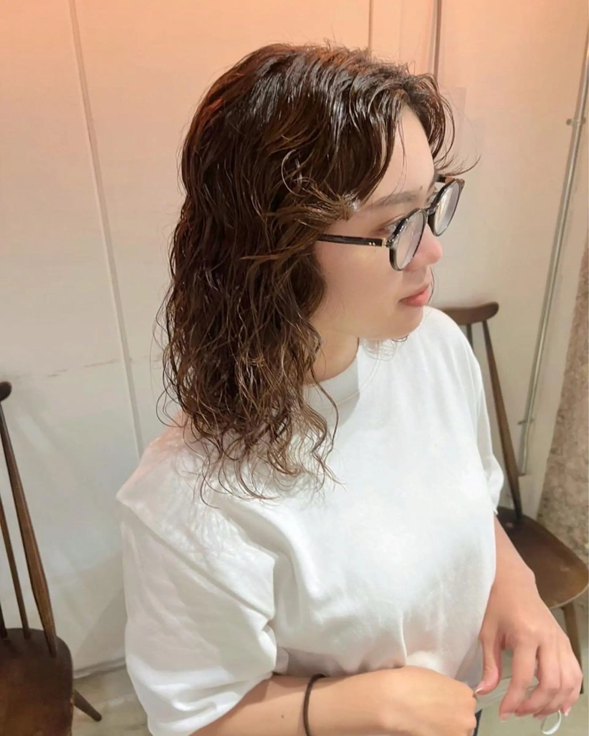 セミロング カラー パーマ セミロングパーマ カット ヘアカラー パーマ 杉本 直樹のヘアスタイル