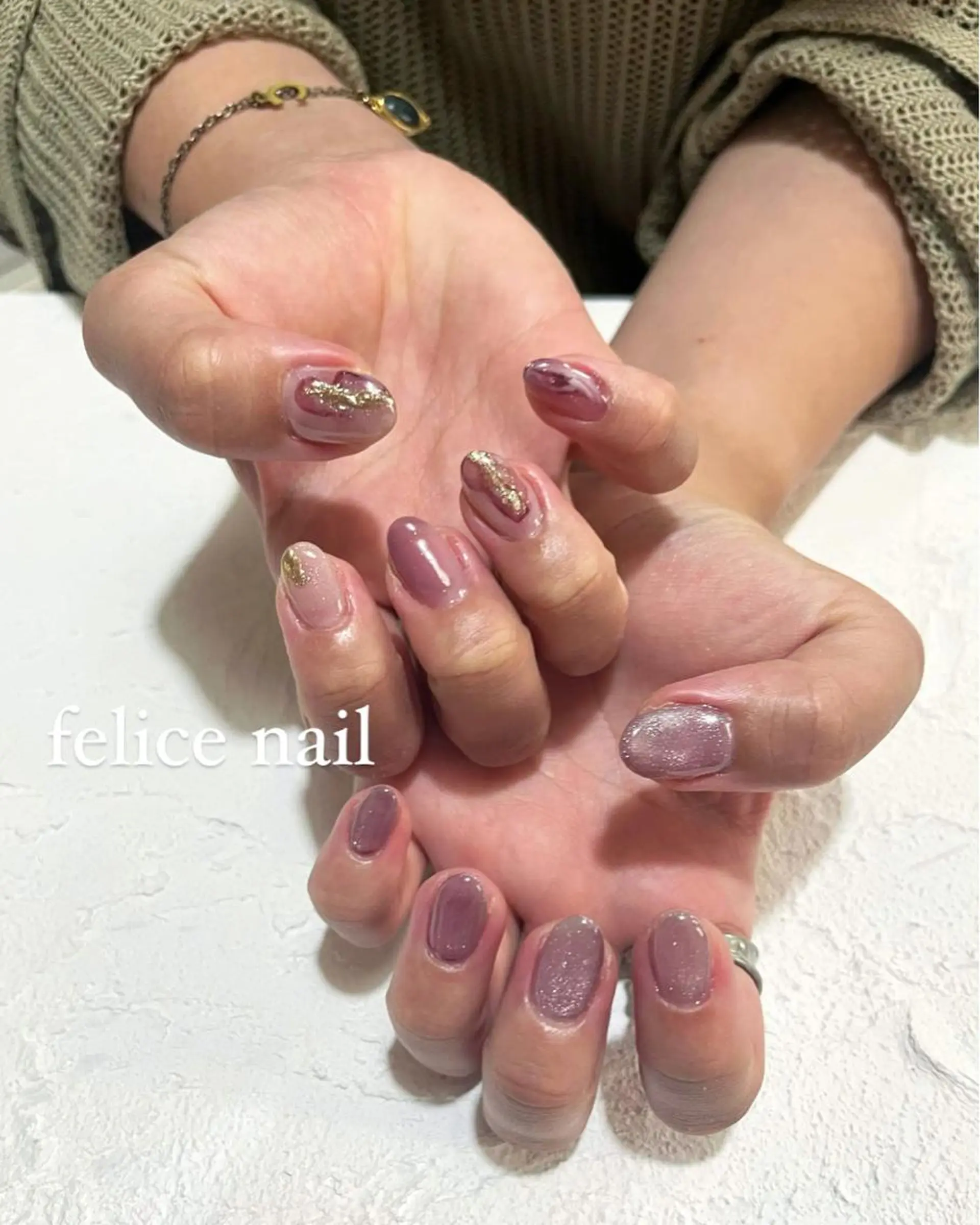 ネイル マグネットネイル ニュアンスネイル ピンク 夏ネイル felice nailのネイルデザイン