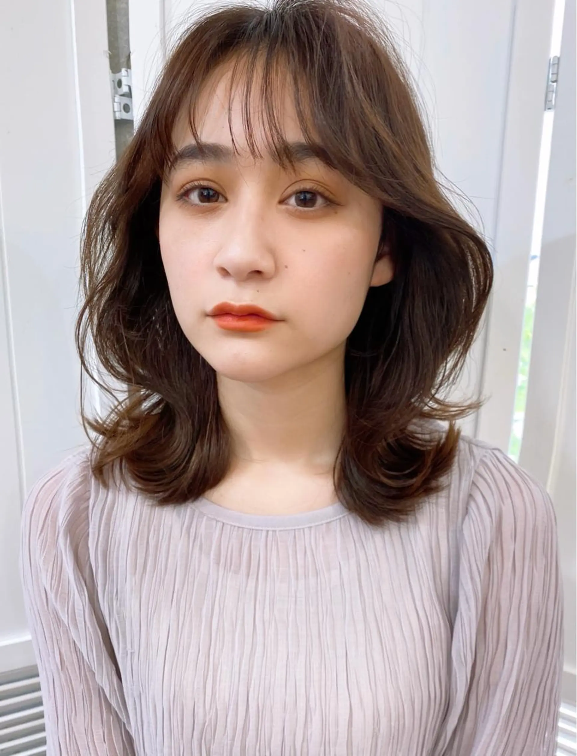 ミディアム カット ヘアカラー トリートメント レイヤー/顔周り 田山　穂波のヘアスタイル