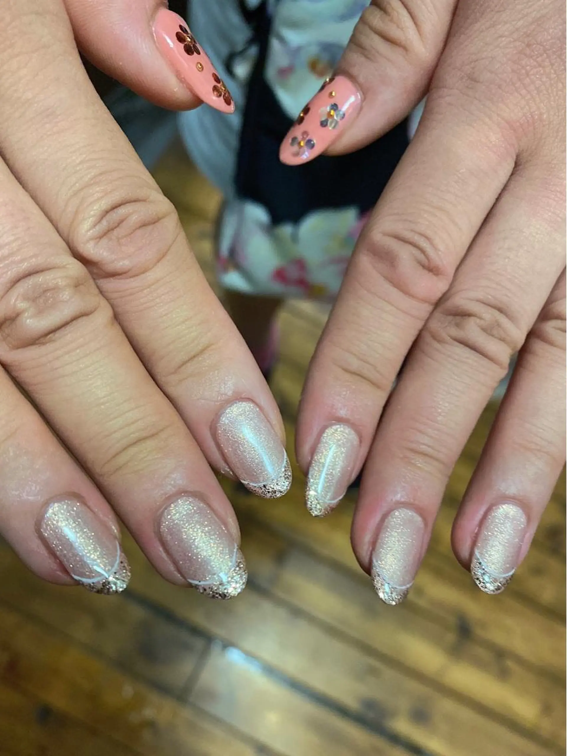 ネイル フレンチネイル ラメ(グリッター) 持ち込み yuminail所属・錦糸町 mi_nailのネイルデザイン