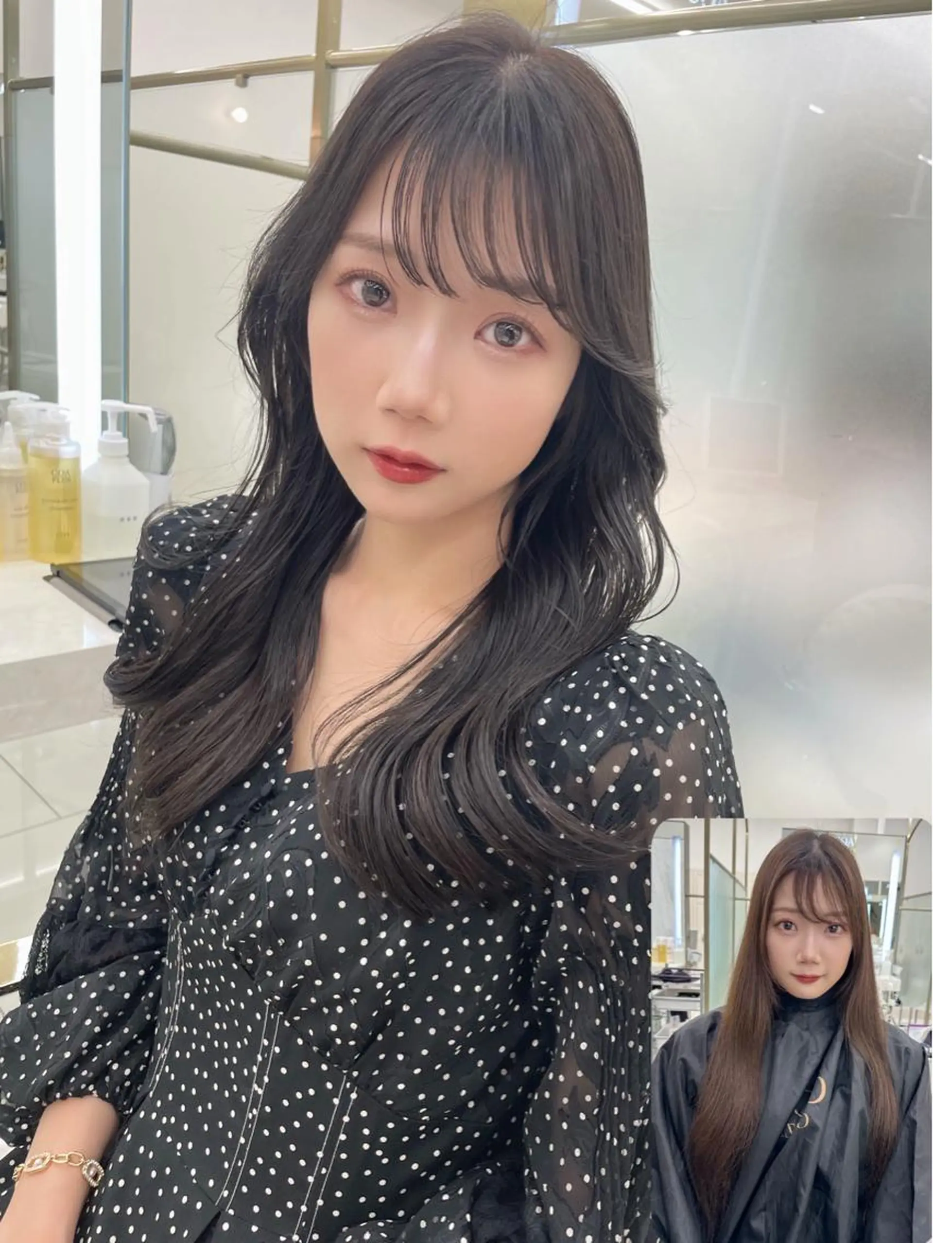 ロング カラー ベージュカラー オリーブベージュ ヘアカラー トリートメント COA GINZA 空也/前髪/顔まわりのヘアスタイル