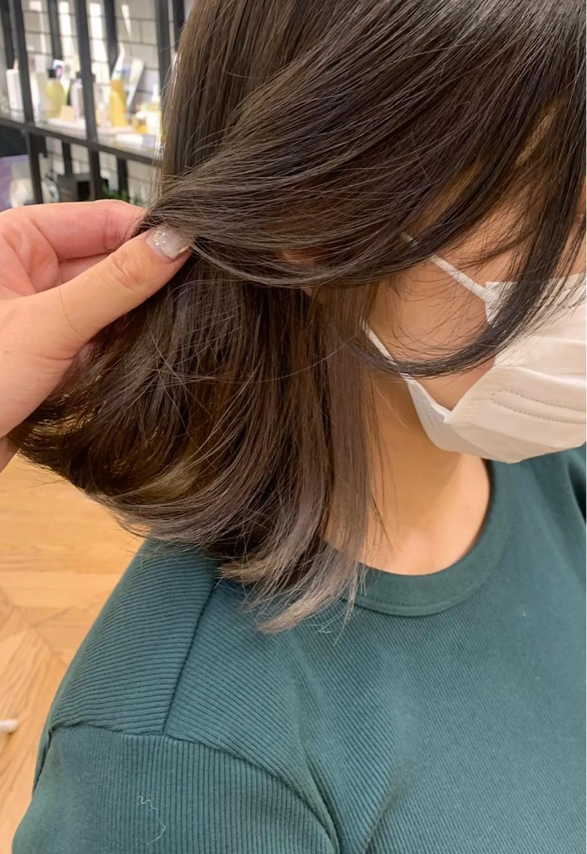 ミディアム カラー イヤリングカラー グレージュ bnd_bnd アイのヘアスタイル