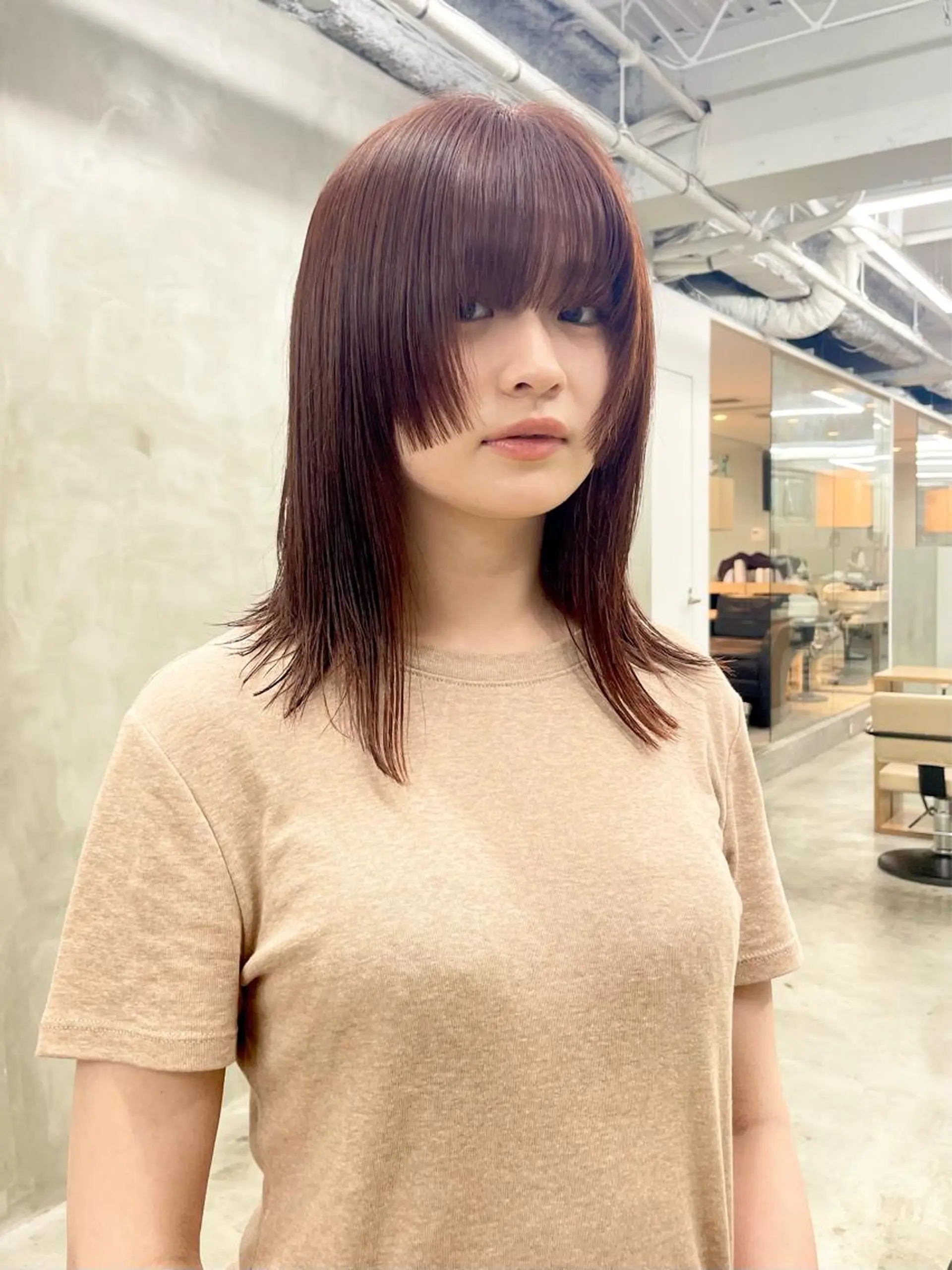 ミディアム ミディアムパーマ ボブ ハイライト 髪質改善 韓国風ヘア カット ヘアカラー ハイトーン/レイヤー 🌸さくらのヘアスタイル