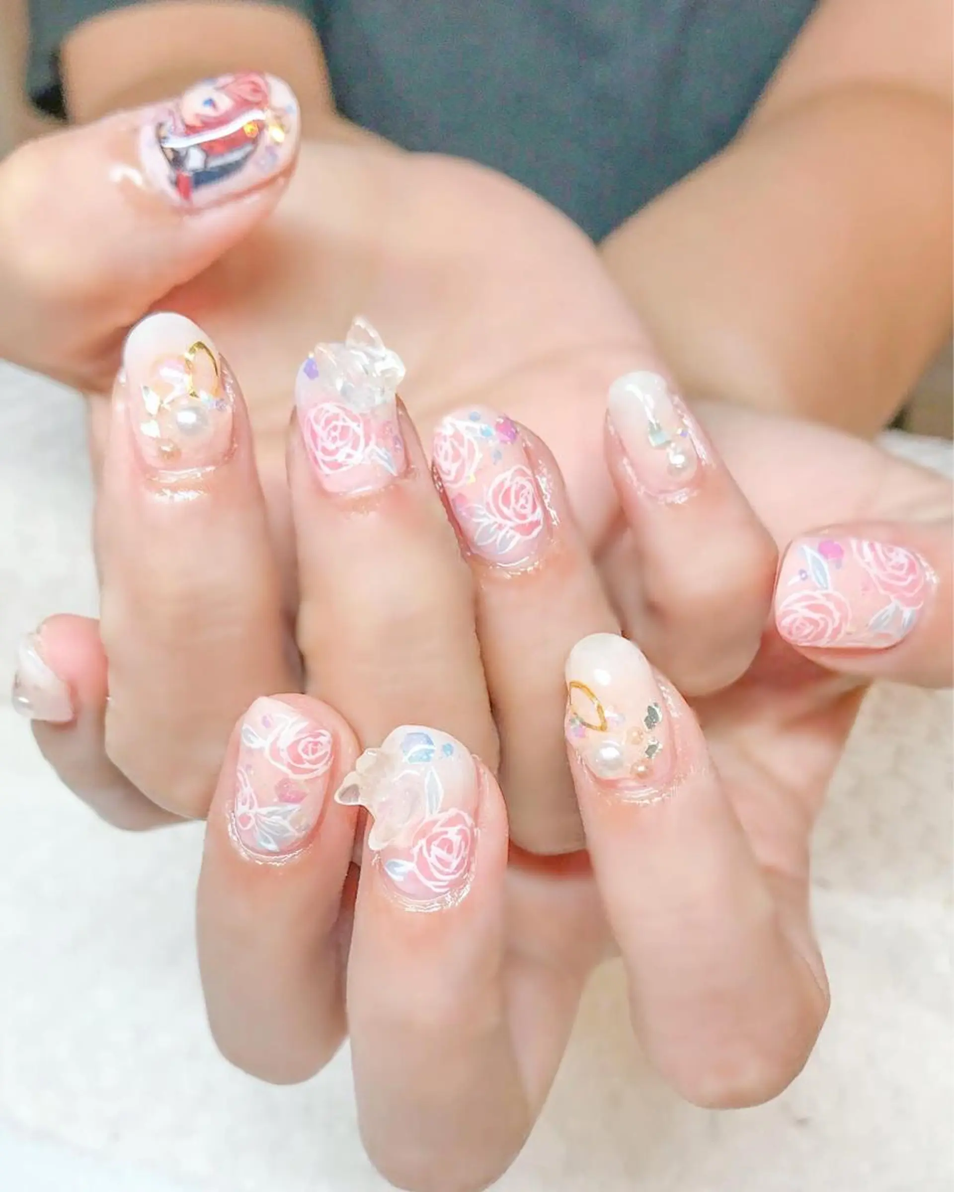 ネイル フラワーネイル ジェルネイル ピンク Nyanco Nailのネイルデザイン