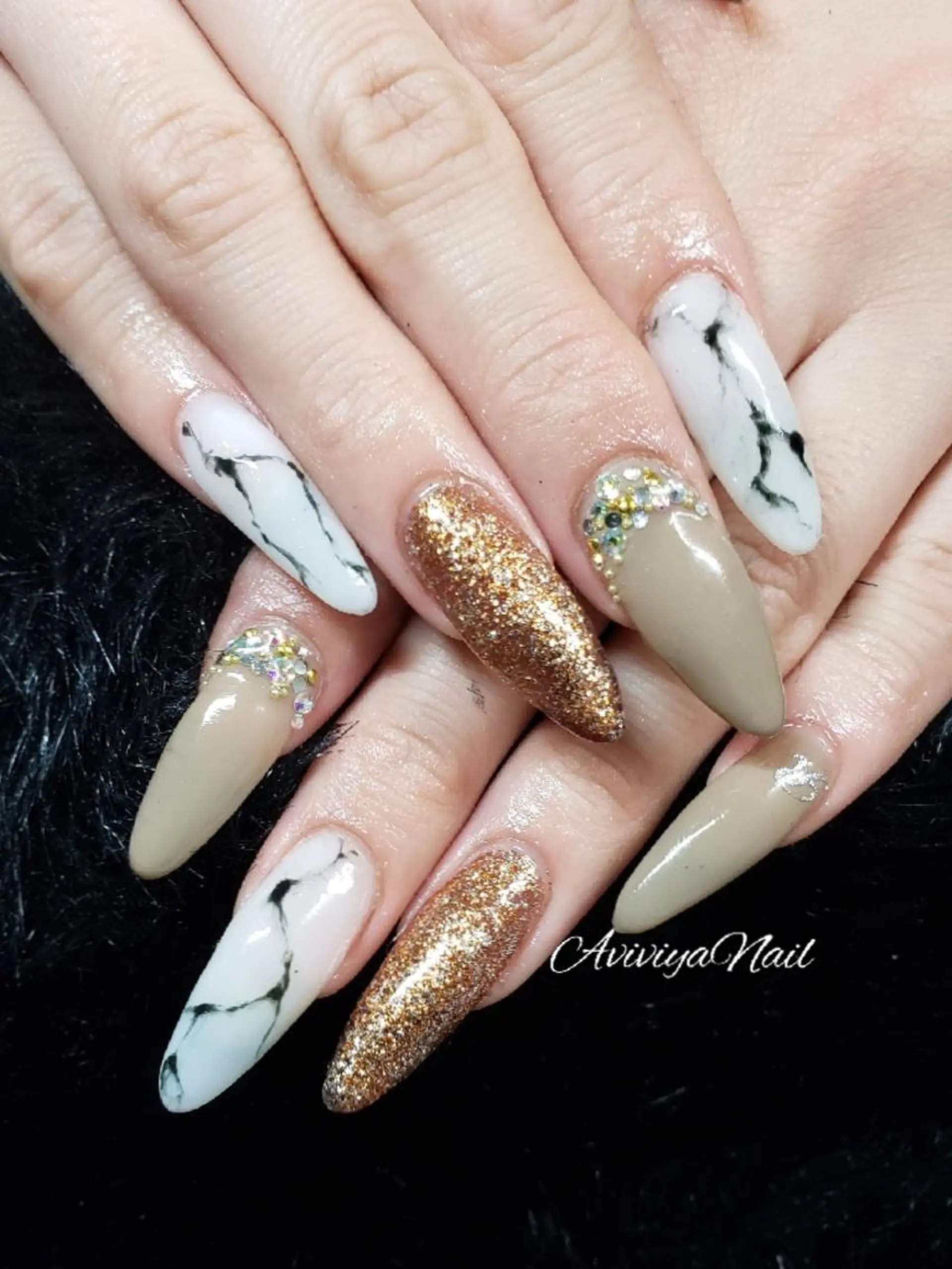 ロング ネイル 大理石ネイル(マーブル) kubo ayaのネイルデザイン