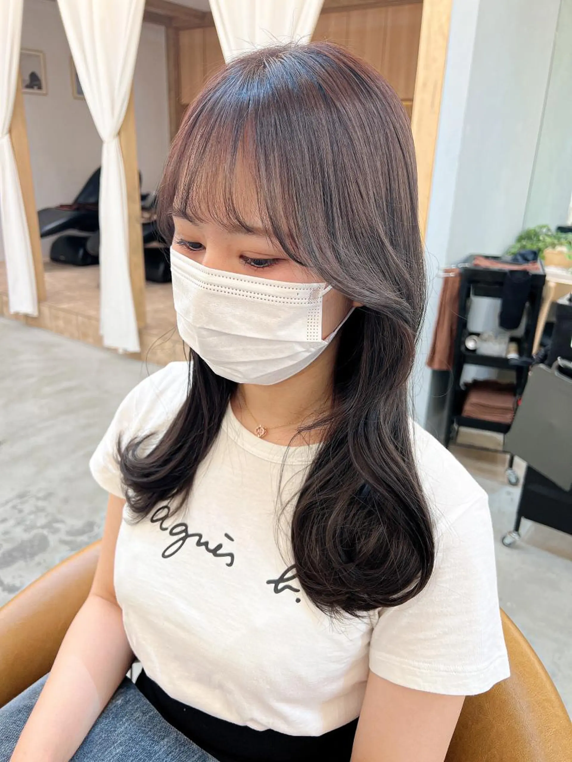 セミロング カット ヘアカラー トリートメント 🌷韓国レイヤー/艶 カラー🇰🇷amiのヘアスタイル