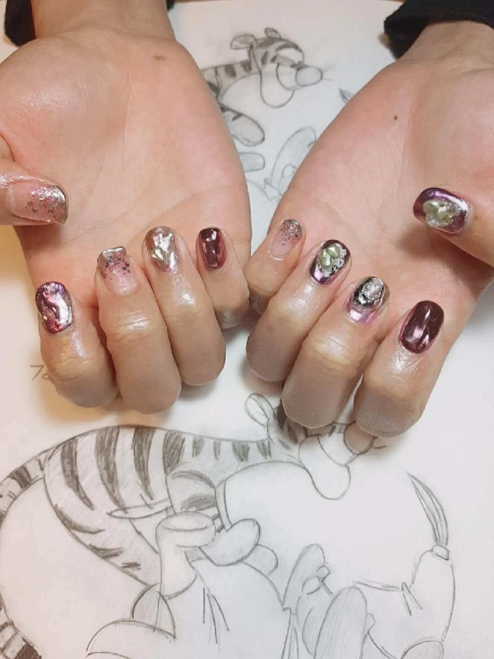 ネイル ミラーネイル ニュアンスネイル owlnail /持込みデザイン専門のネイルデザイン