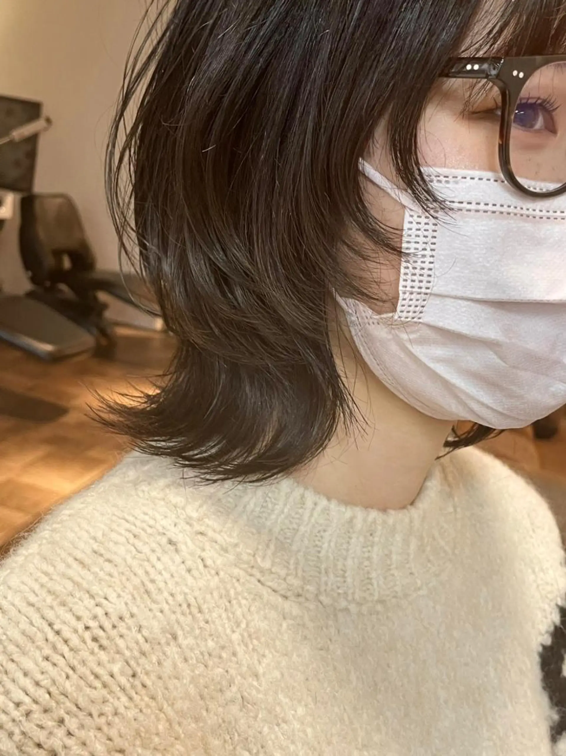 ミディアム 顔まわりレイヤー レイヤーカット 韓国ヘア/暖色カラー 新美多英のヘアスタイル