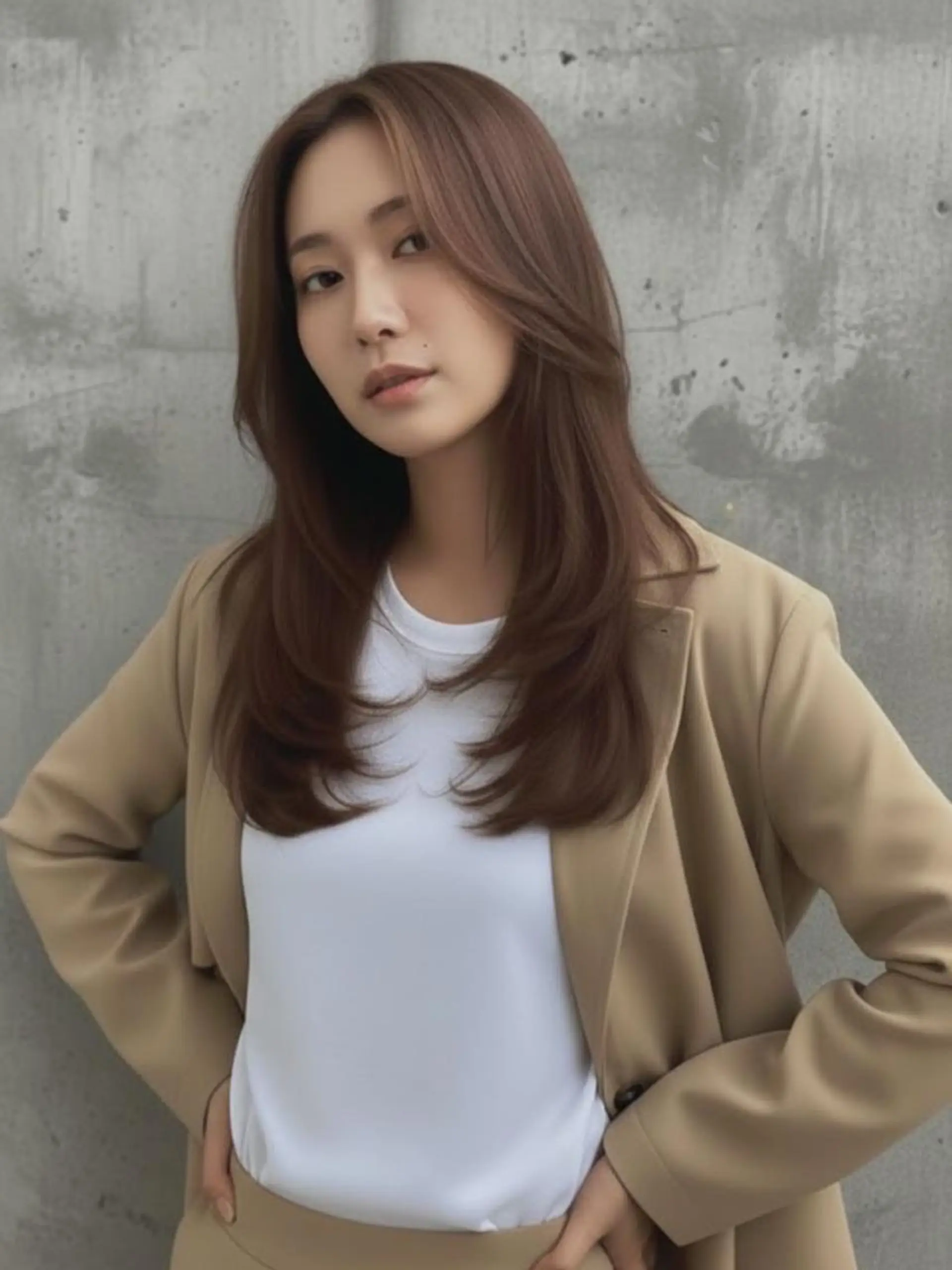 ロング カラー アッシュ アッシュブラウン ブラウンカラー 顔周りカット レイヤーカット ヘアカラー ヘアサロンM渋谷 カットカラーブリーチのヘアスタイル