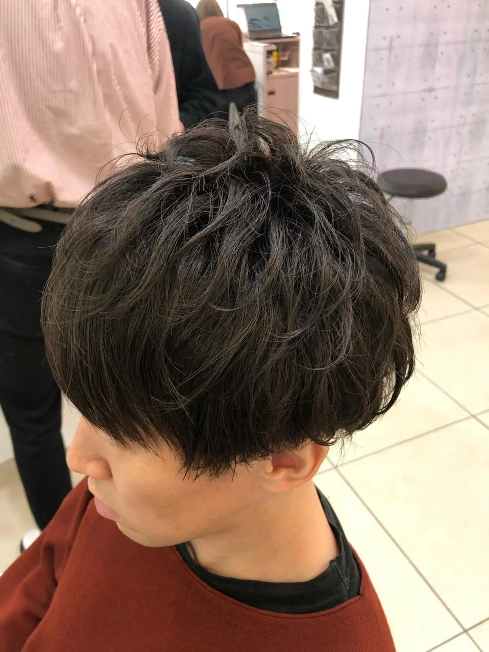 ショート パーマ メンズ 髪質改善× 白髪ぼかし溝江のヘアスタイル