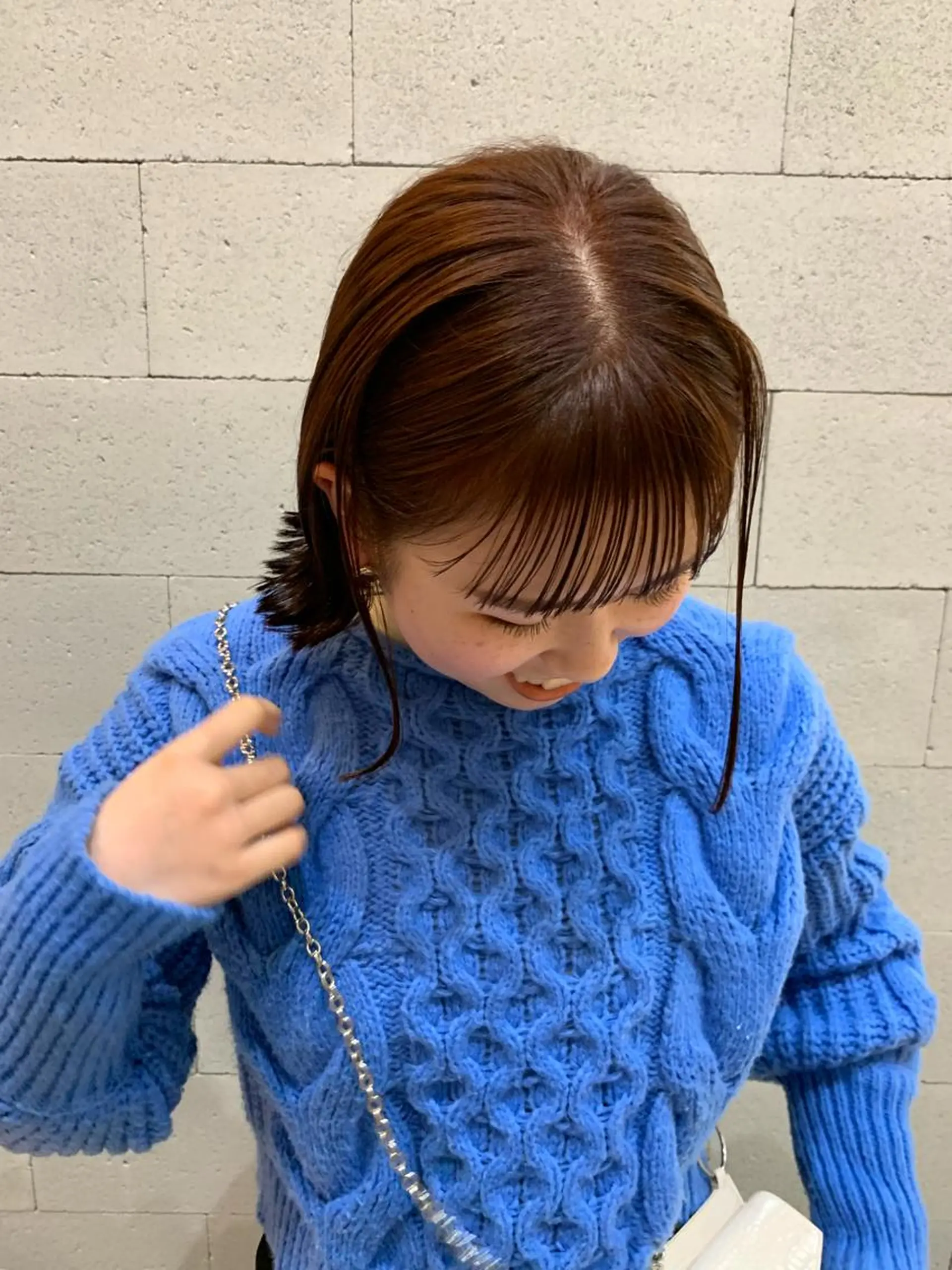 ミディアム カラー オレンジ カワサキ マホのヘアスタイル