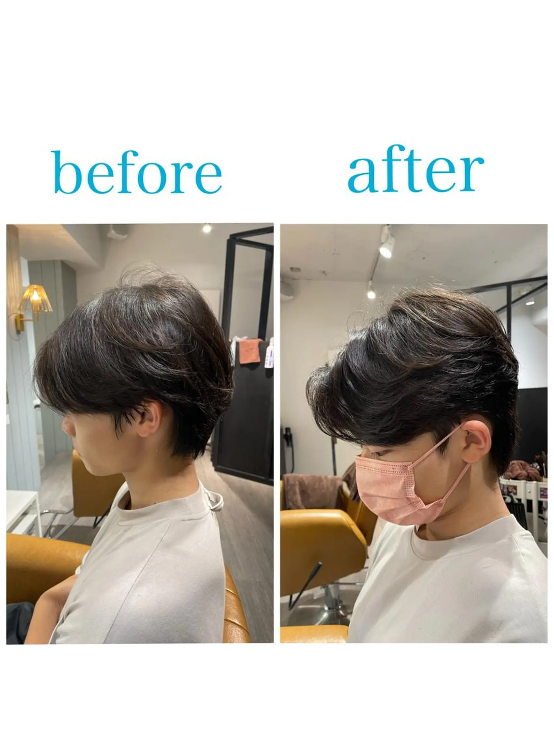 ショート パーマ メンズ センターパート ダウンパーマ メンズハイトーン カルマパーマ メンズ韓国風 カット パーマ key キーのヘアスタイル