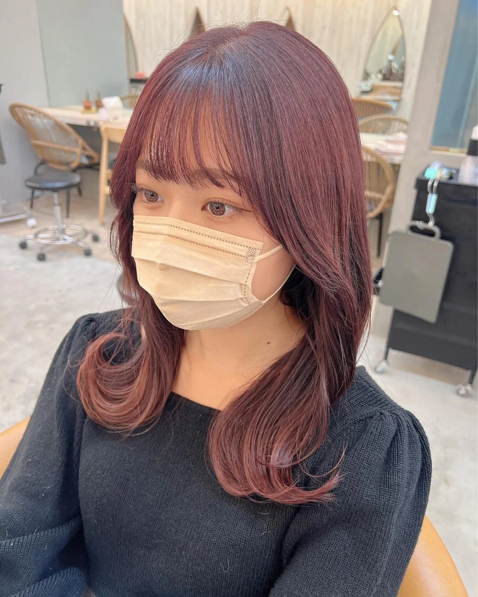 セミロング カット ヘアカラー トリートメント 🌷韓国レイヤー/艶 カラー🇰🇷amiのヘアスタイル