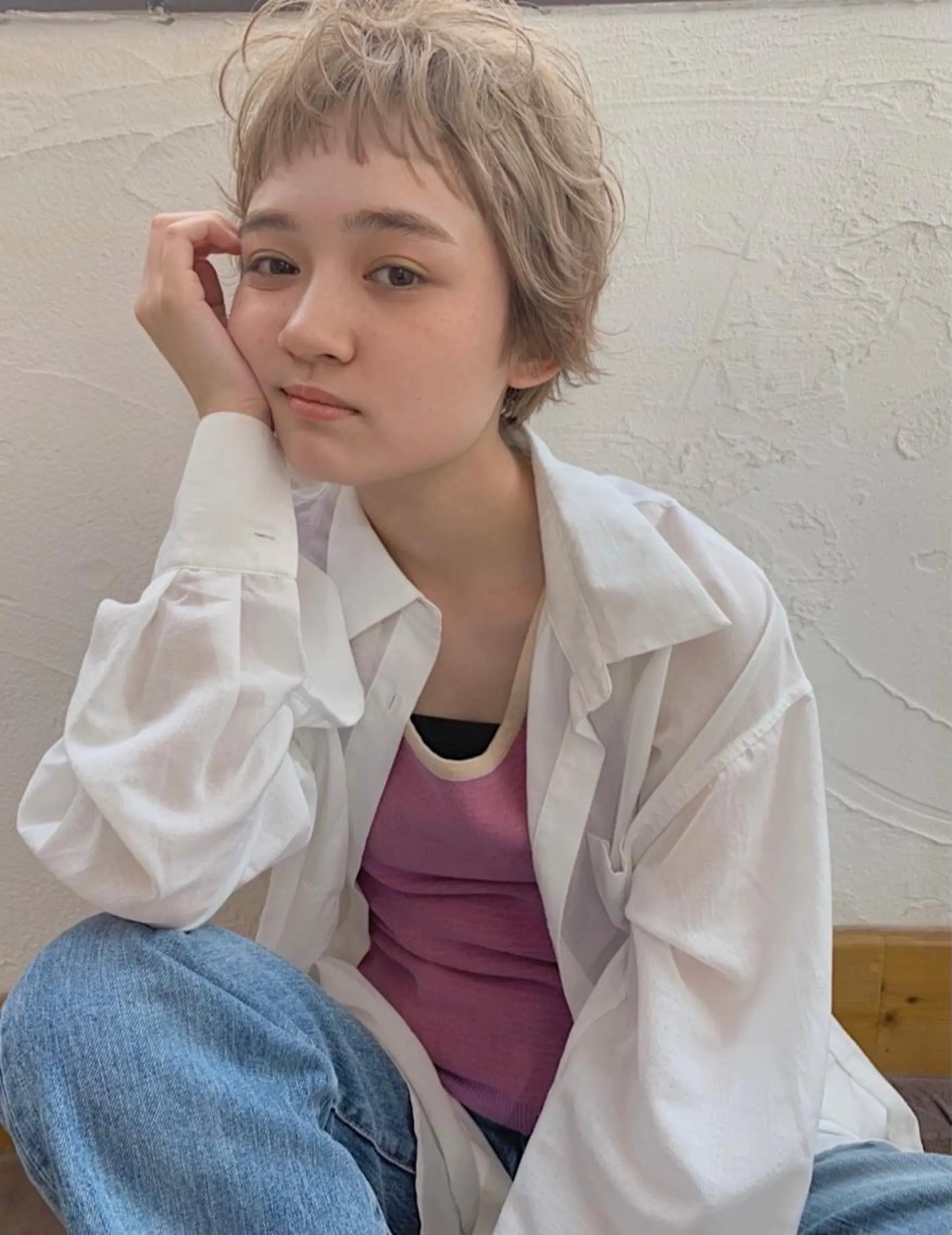 ショート カラー ショートボブ ベージュカラー ホワイトベージュ ボブ ショートヘア カット ヘアカラー トリートメント KANA/ボブ/ インナーカラー/艶髪のヘアスタイル