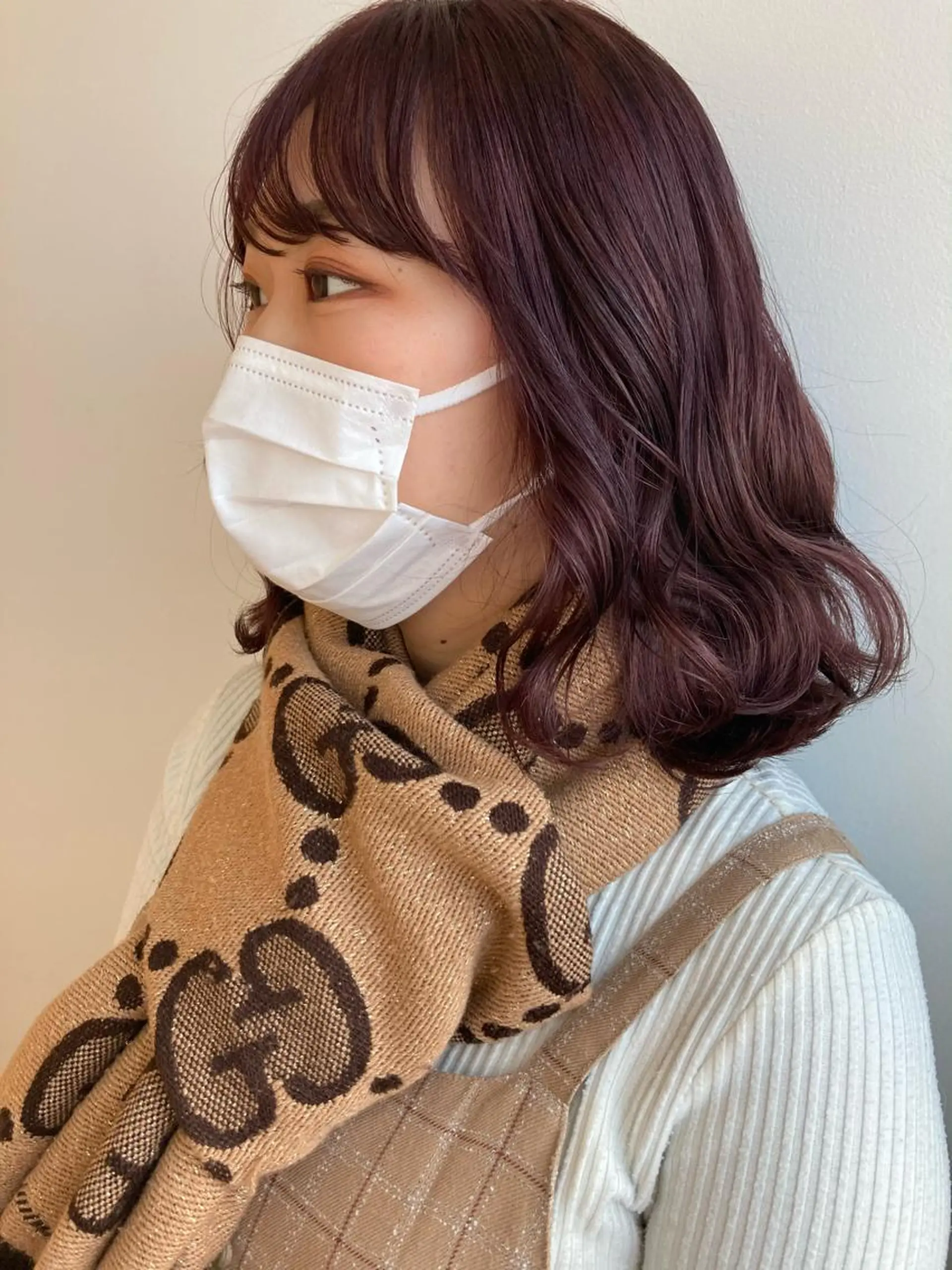 ミディアム カラー ピンクカラー バイオレットカラー nono/パーマ /顔まわりカット🐈のヘアスタイル