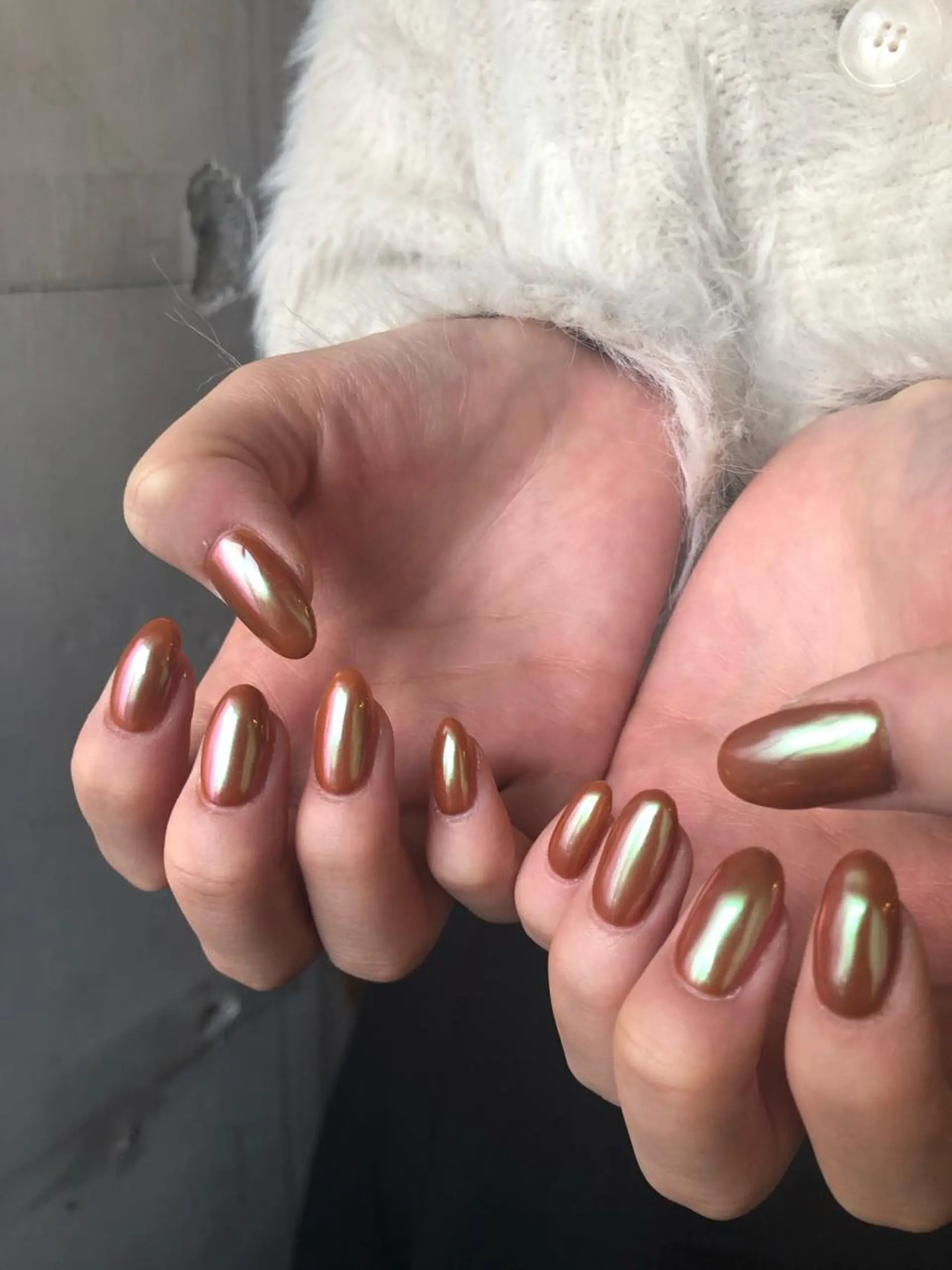 ネイル ラメ(グリッター) ミラーネイル ワンカラーネイル オレンジ シンプルネイル . wakanaのネイルデザイン