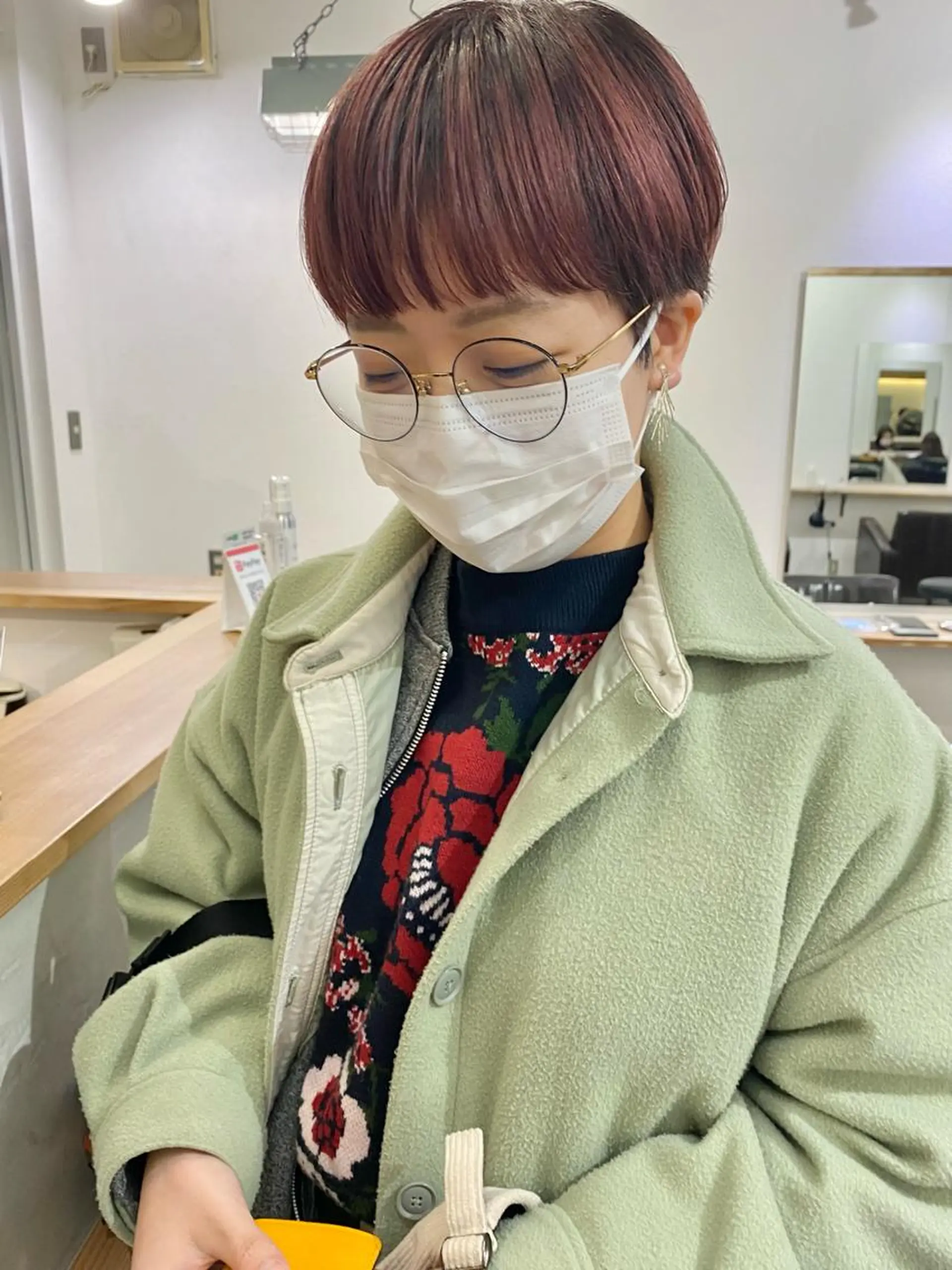 ショート カラー ブラウンカラー ピンクカラー ピンクブラウン マニッシュショート ショートヘア カット ヘアカラー 森貴裕/ベージュ/ パーマ/オリーブのヘアスタイル