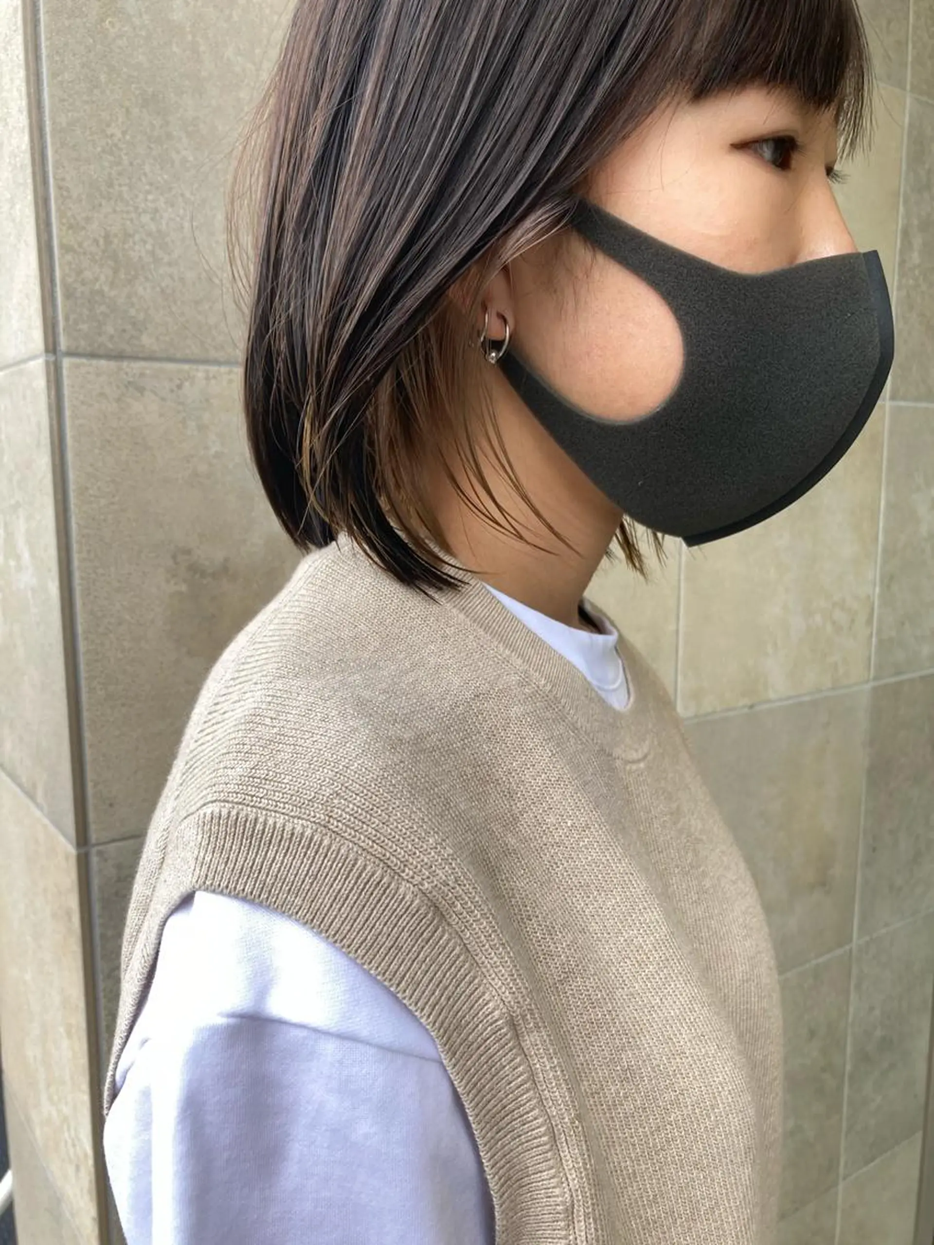 ミディアム カラー ベージュカラー ピンクカラー パープルカラー 田中 あかねのヘアスタイル