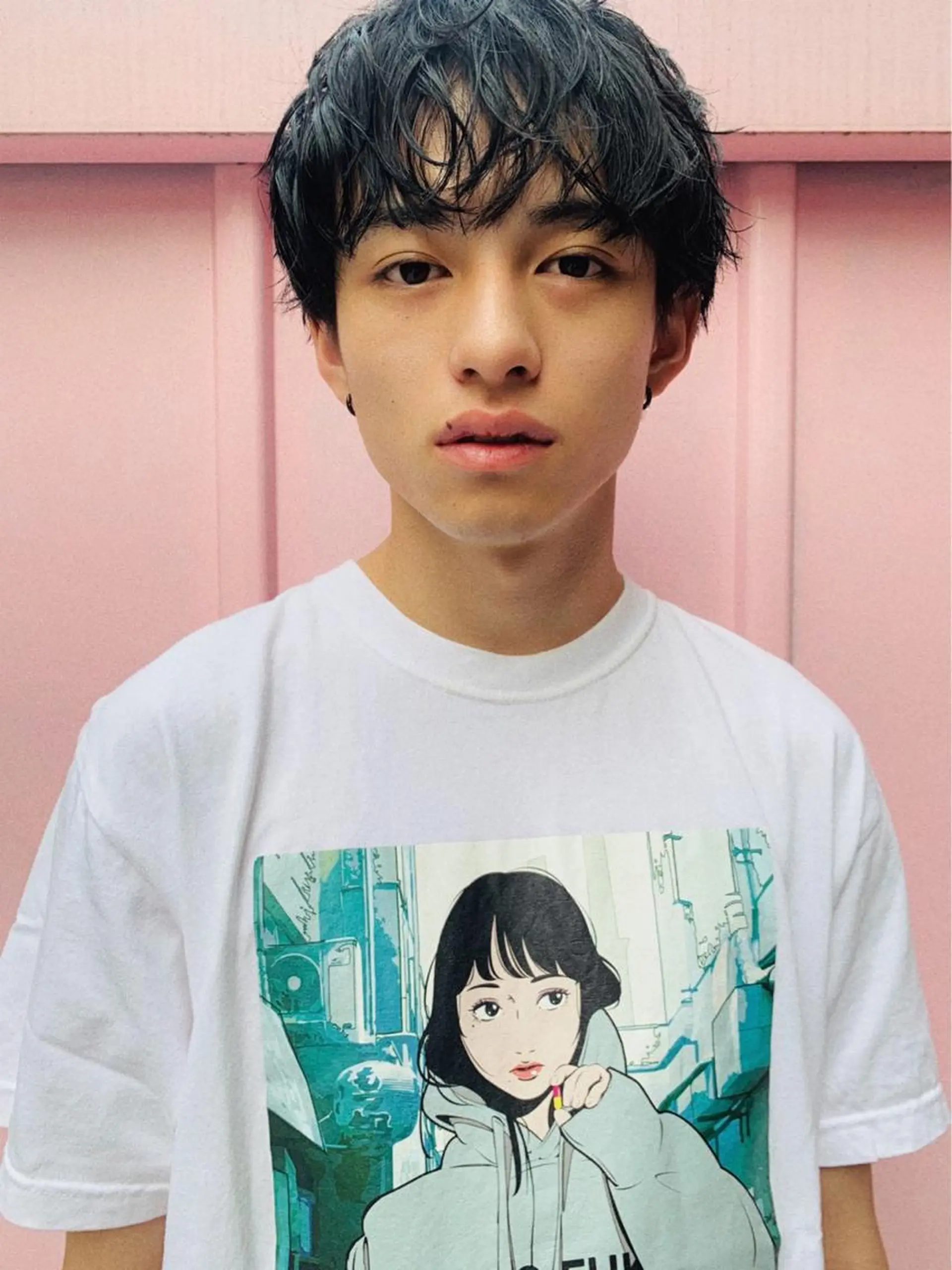 パーマ メンズ センターパート／マッ シュ／パーマ　あさみのヘアスタイル