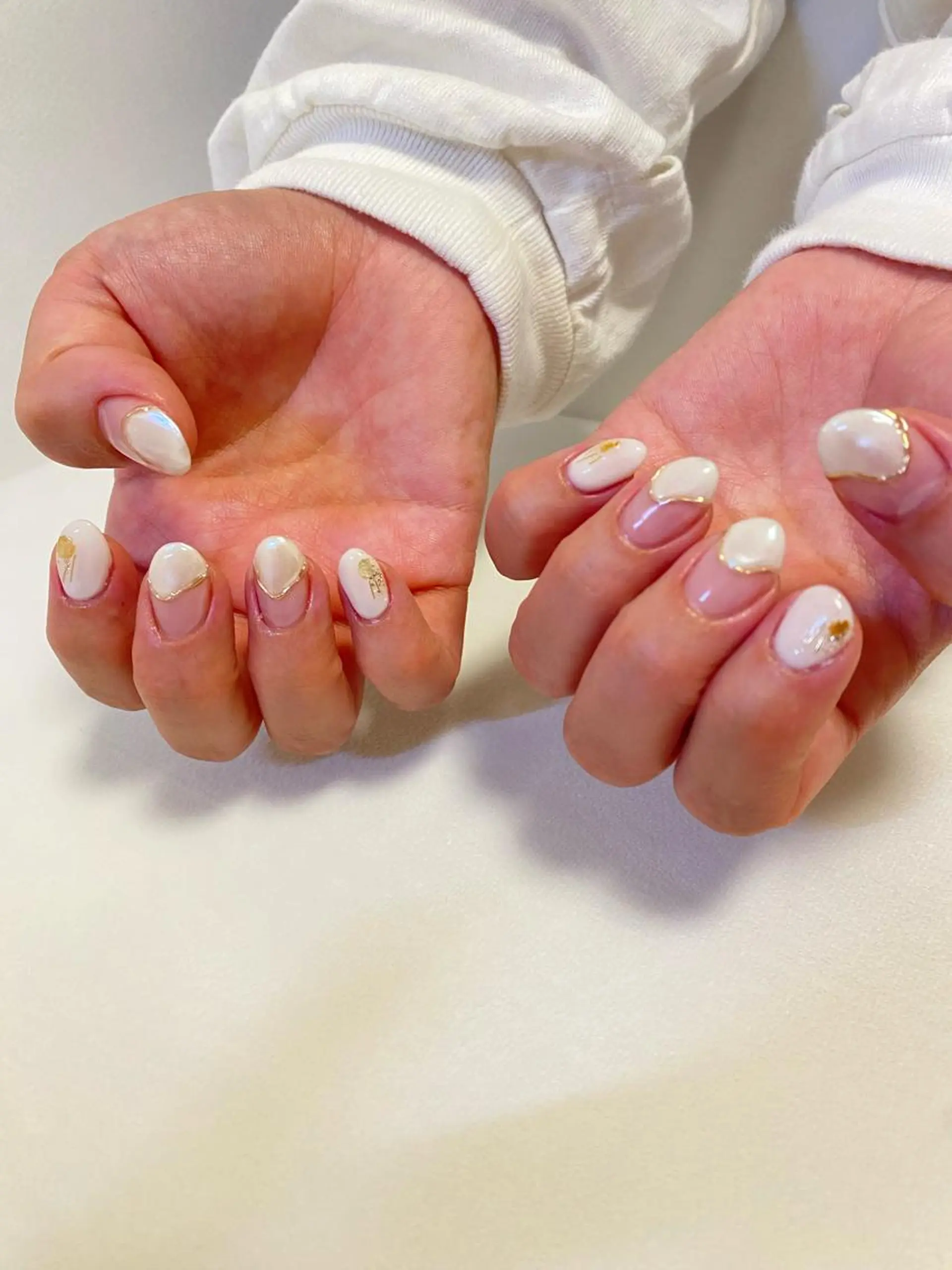 ネイル ミラーネイル 夏ネイル ホワイト kokori nailのネイルデザイン