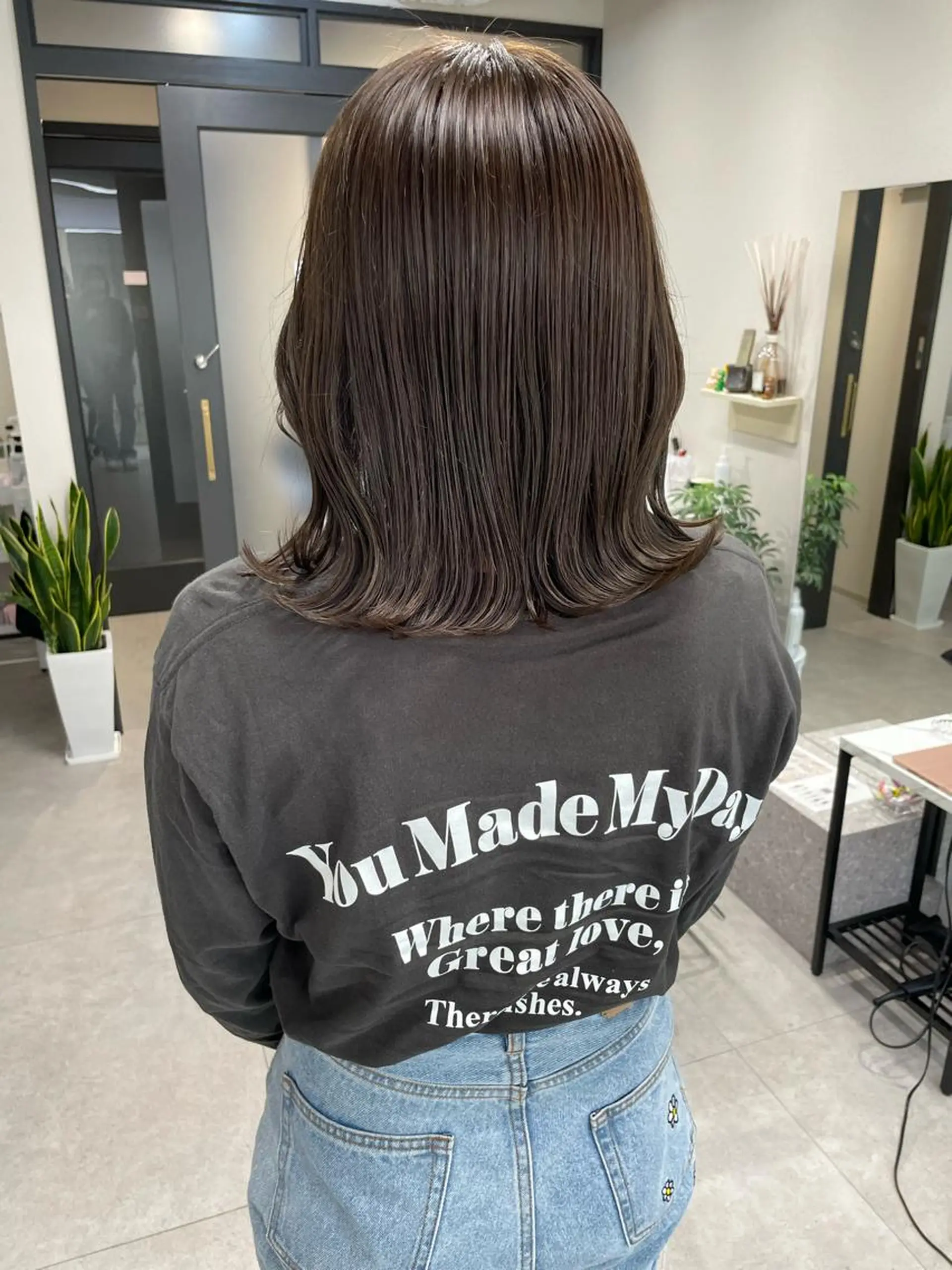 ミディアム カラー カット ヘアカラー トリートメント 髪質改善will hairdesignのヘアスタイル