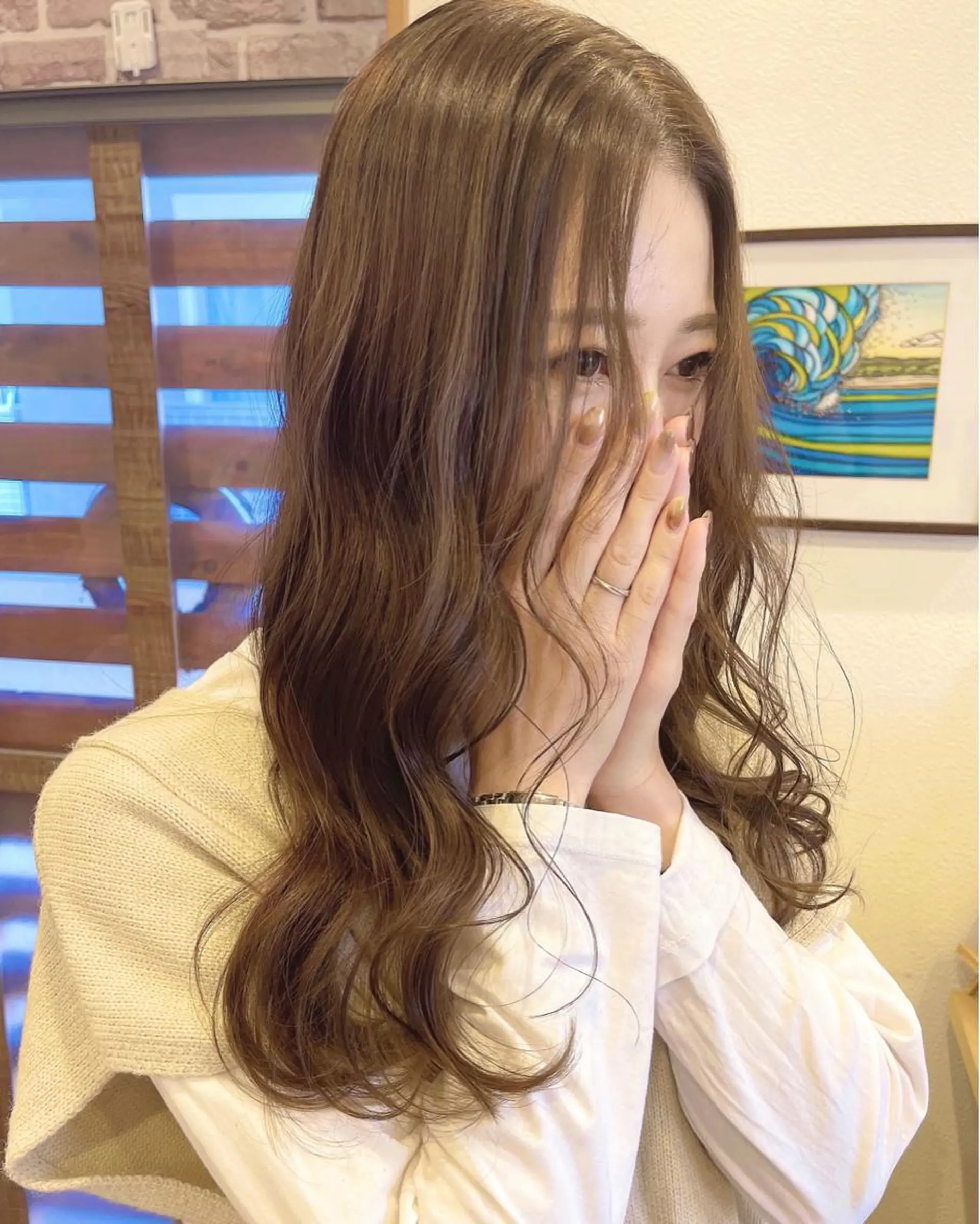 ロング カラー トレンドパーマ 加藤菜月のヘアスタイル