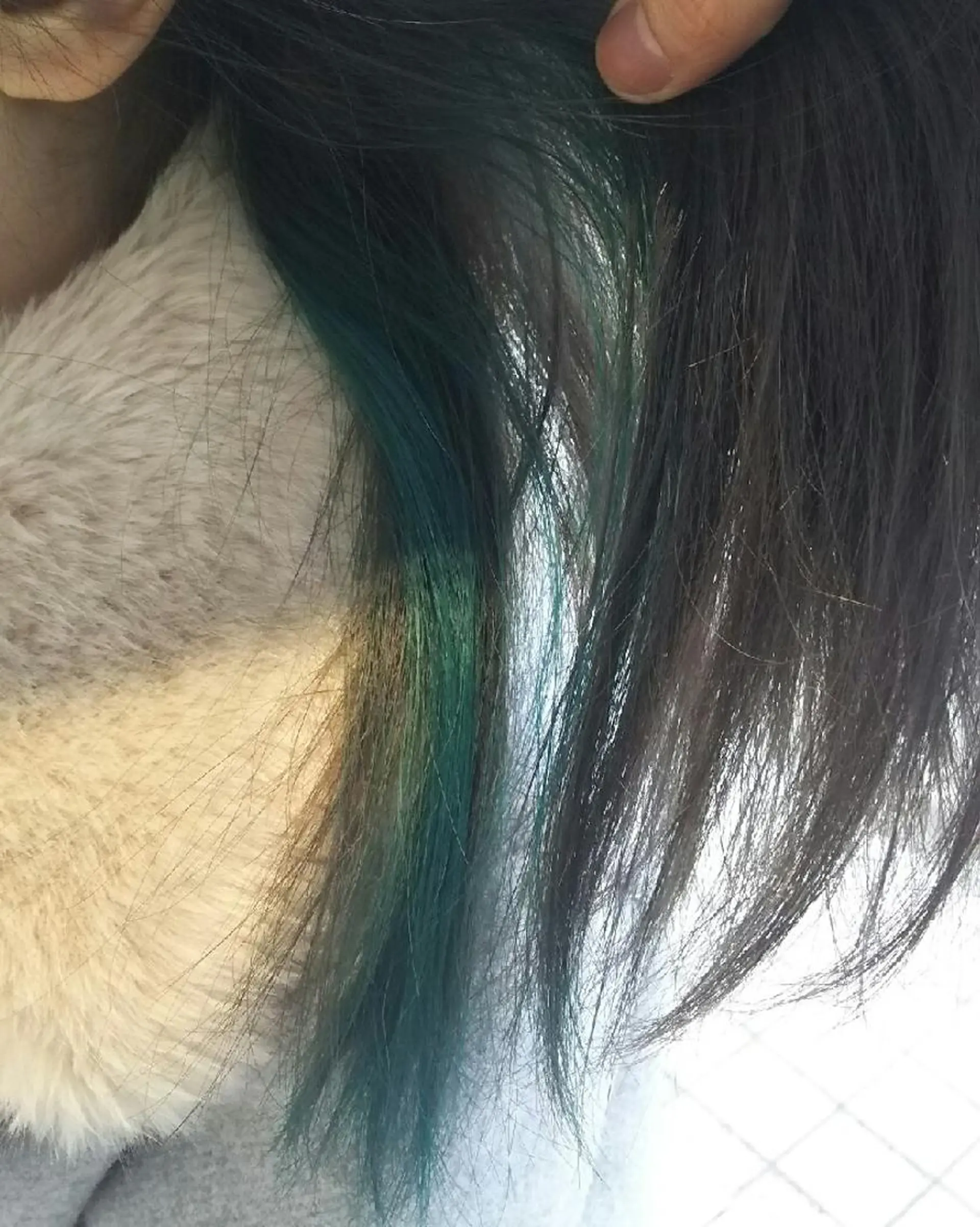 カラー ミディアム エメラルドグリーン インナーカラー SHAFT Ieiriのヘアスタイル