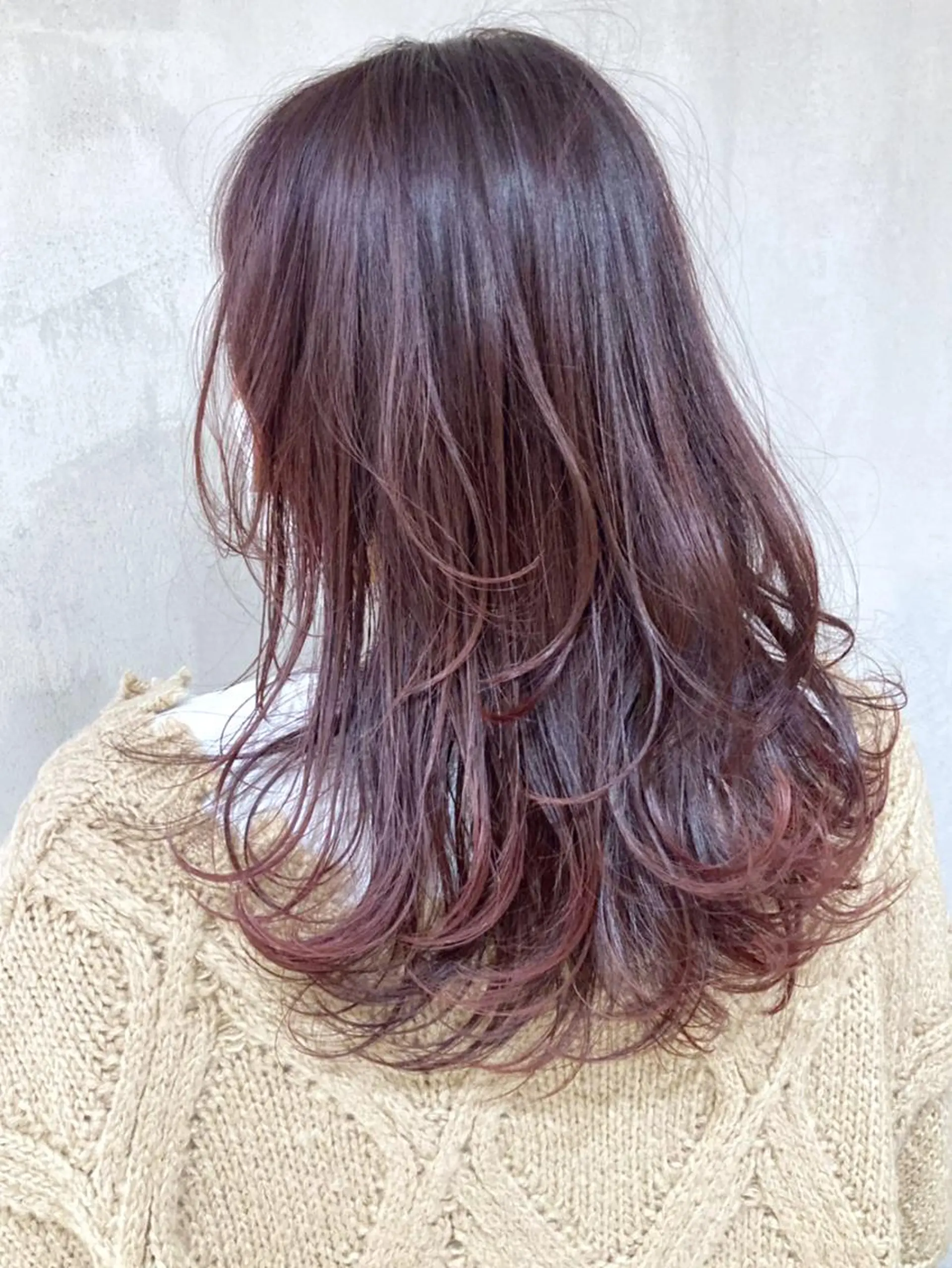 セミロング カラー パーマ ヘアアレンジ ピンクカラー ピンクパープル パープルカラー レイヤーカット ITbyALBUM 藤沢店のヘアスタイル